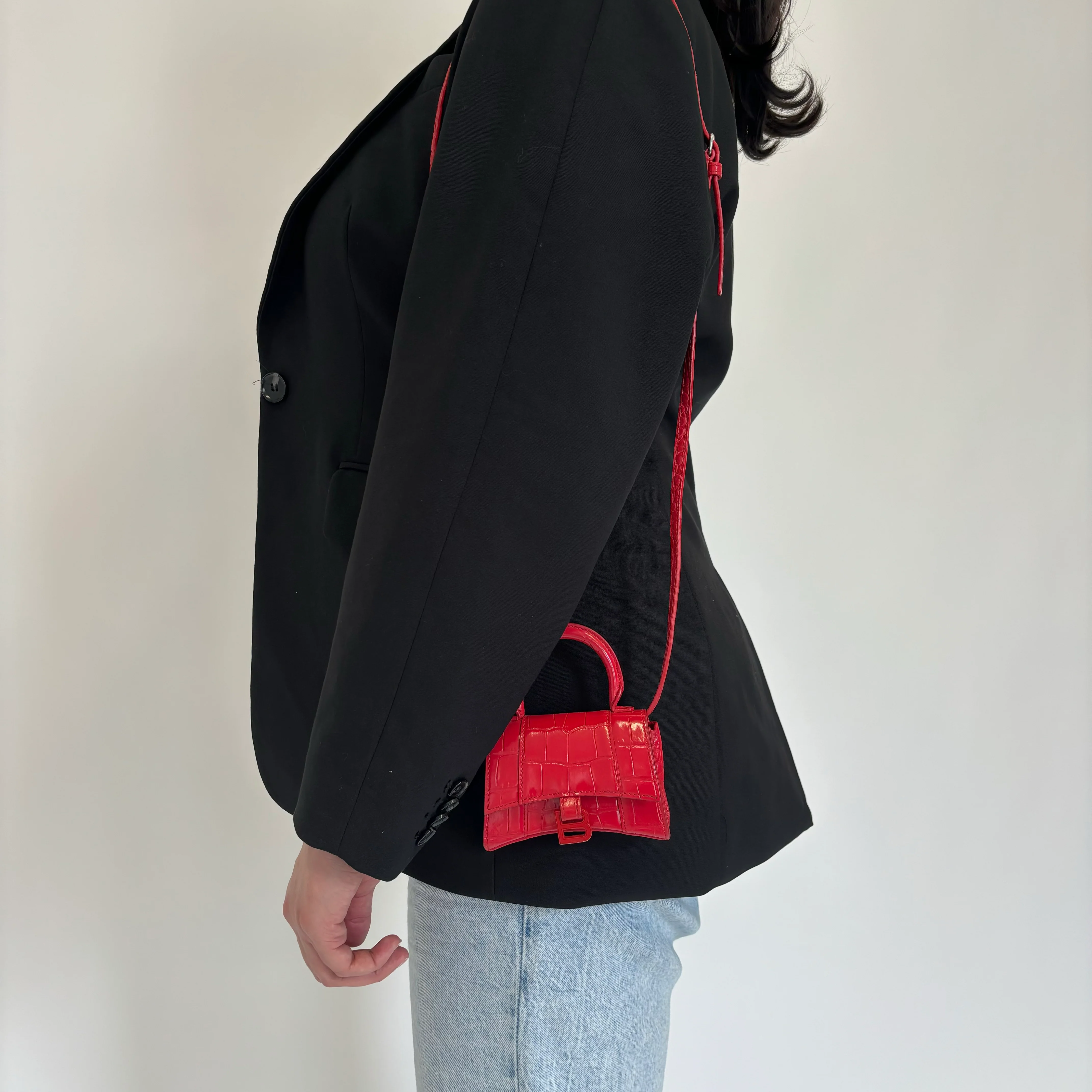 Balenciaga Red Croc Embossed Mini Hourglass - Image 14