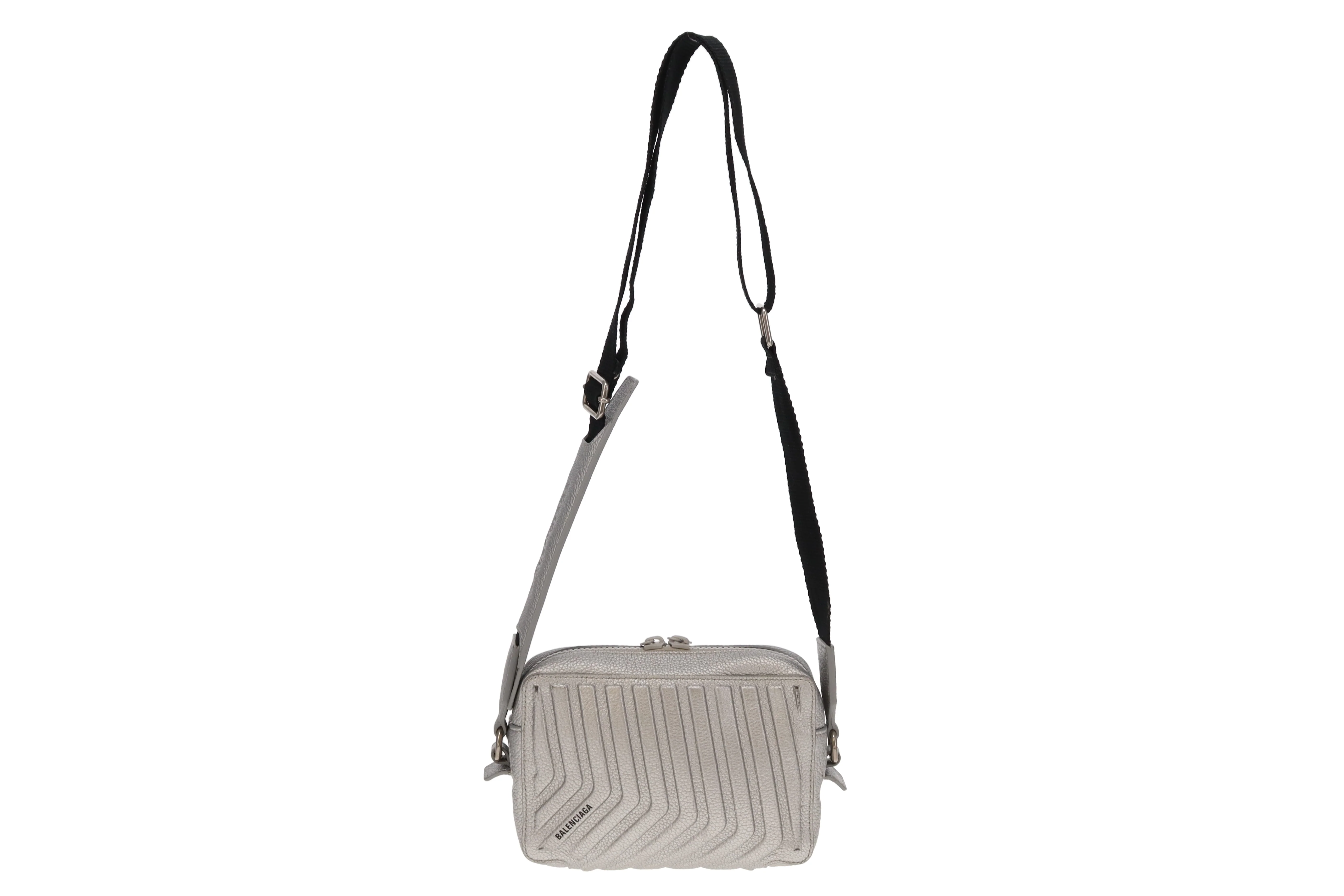 Balenciaga Silver Leather Car Camera Bag - Image 3