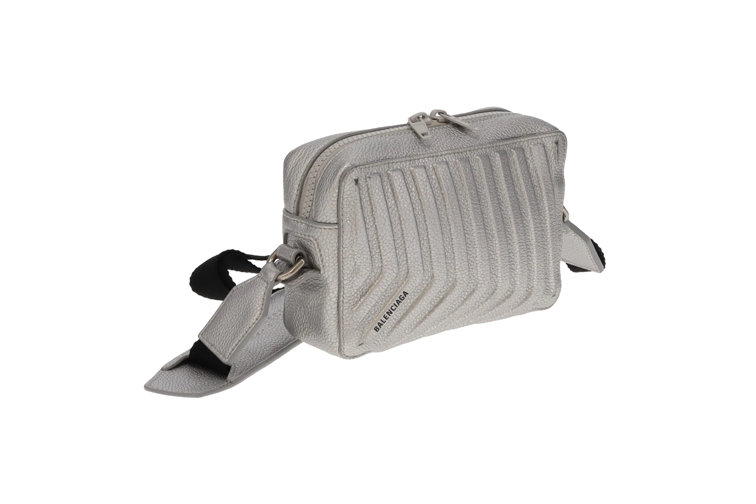 Balenciaga Silver Leather Car Camera Bag - Image 4