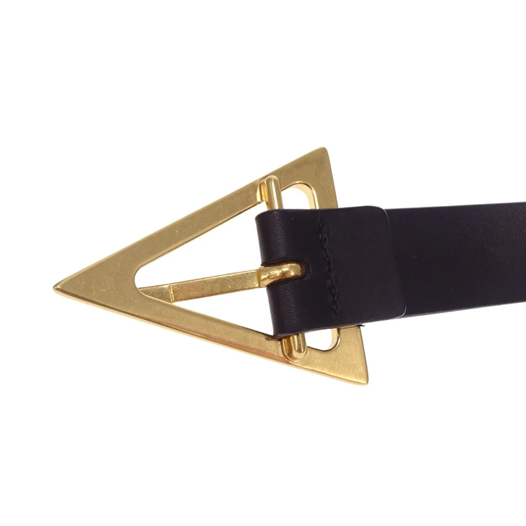 Bottega Veneta Black Leather Triangle Belt 80cm 32" - Image 4