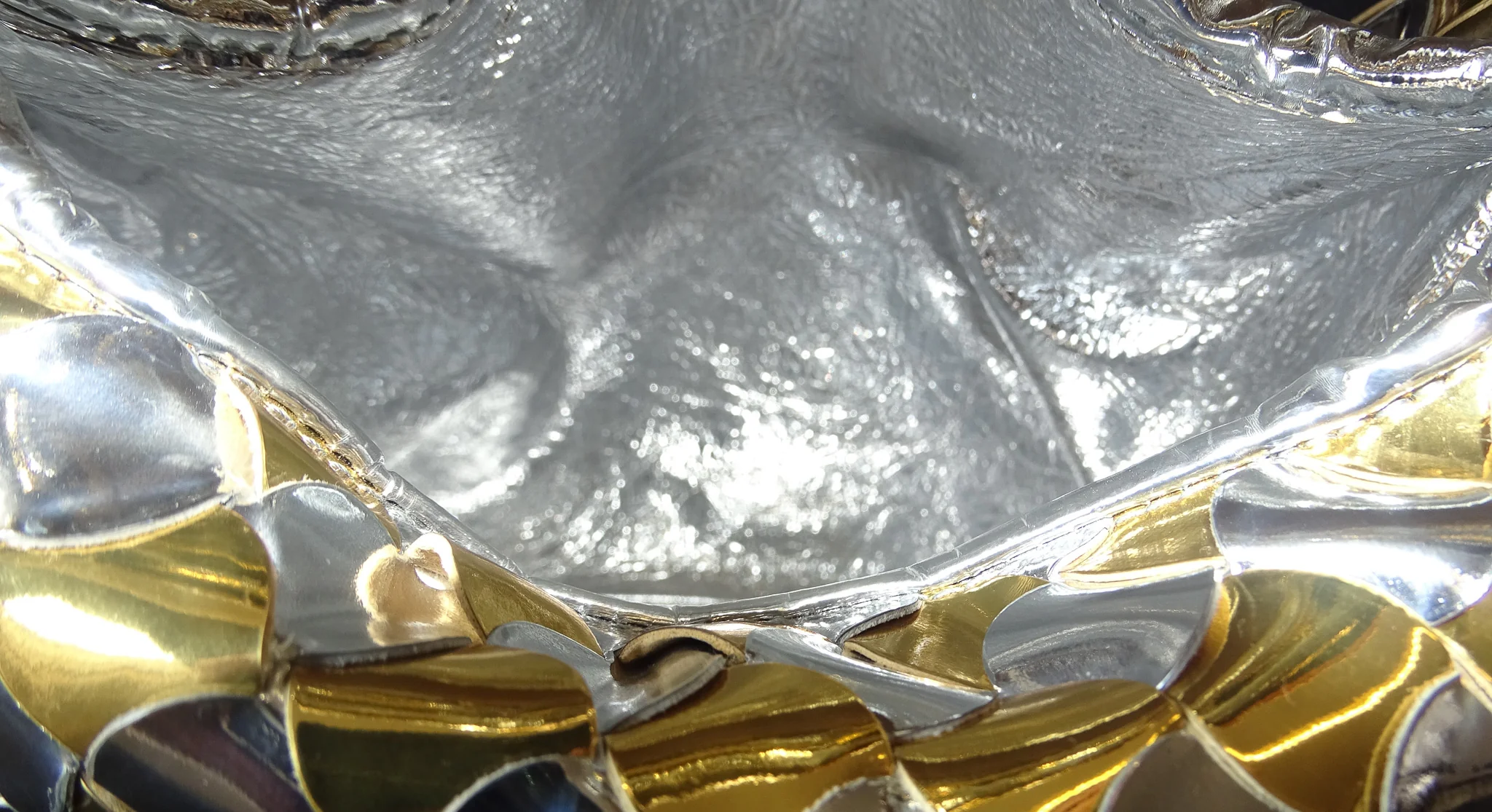 Bottega Veneta Gold /Silver Intrecciato-Woven Patent Leather Mini Hop Bag - Image 13