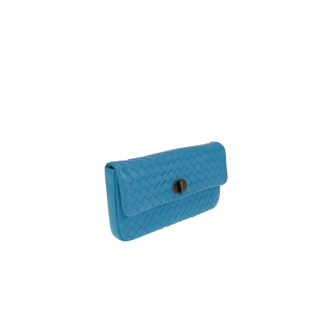 Bottega Veneta Turquoise Intrecciato Clutch - Image 3