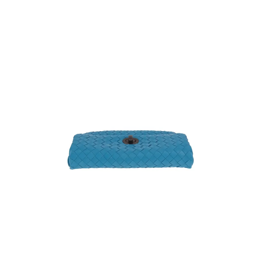 Bottega Veneta Turquoise Intrecciato Clutch - Image 5