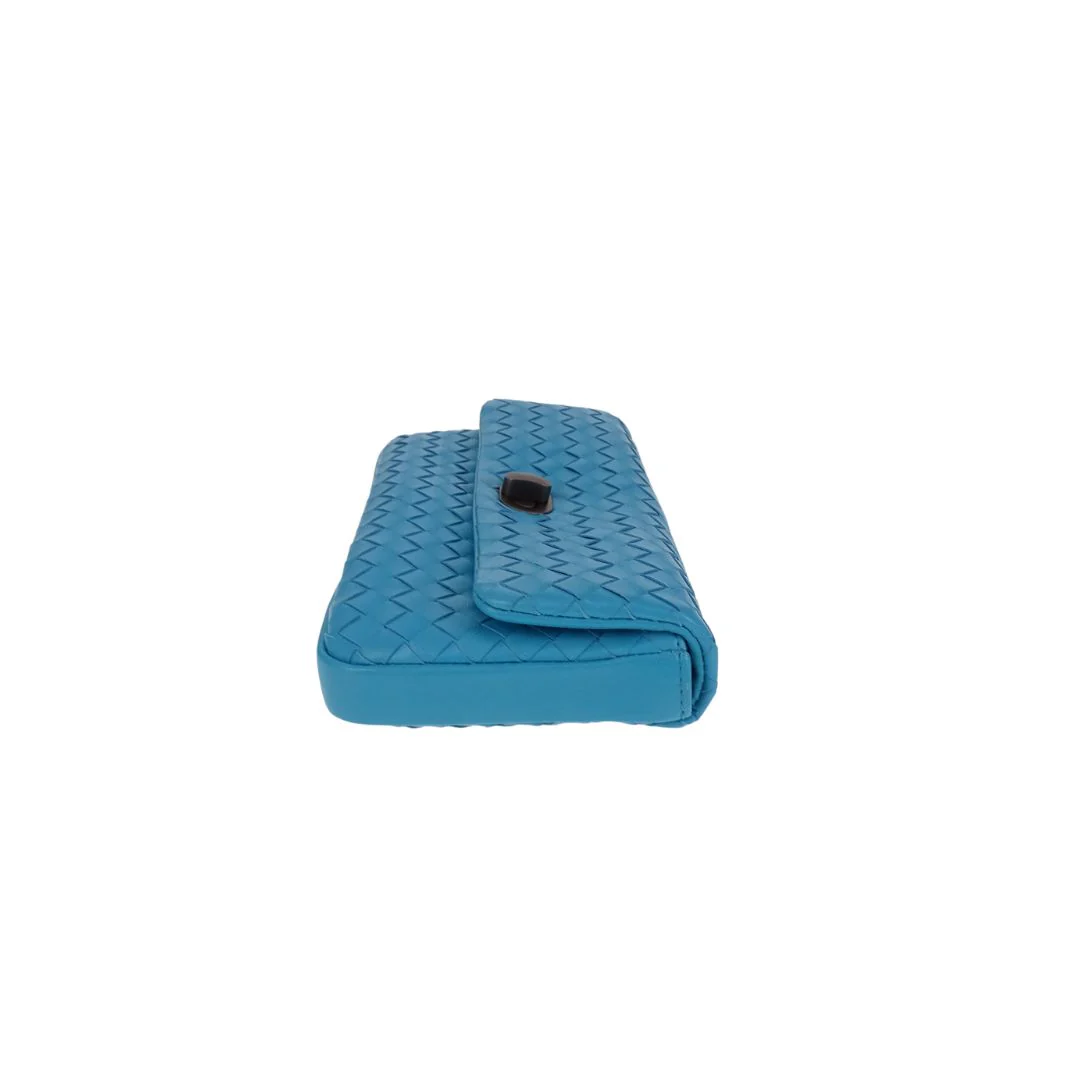 Bottega Veneta Turquoise Intrecciato Clutch - Image 6