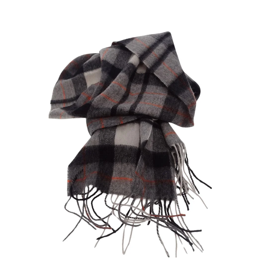 Burberry Scarf Grey/Orange Check 100% Lambswool - Image 4