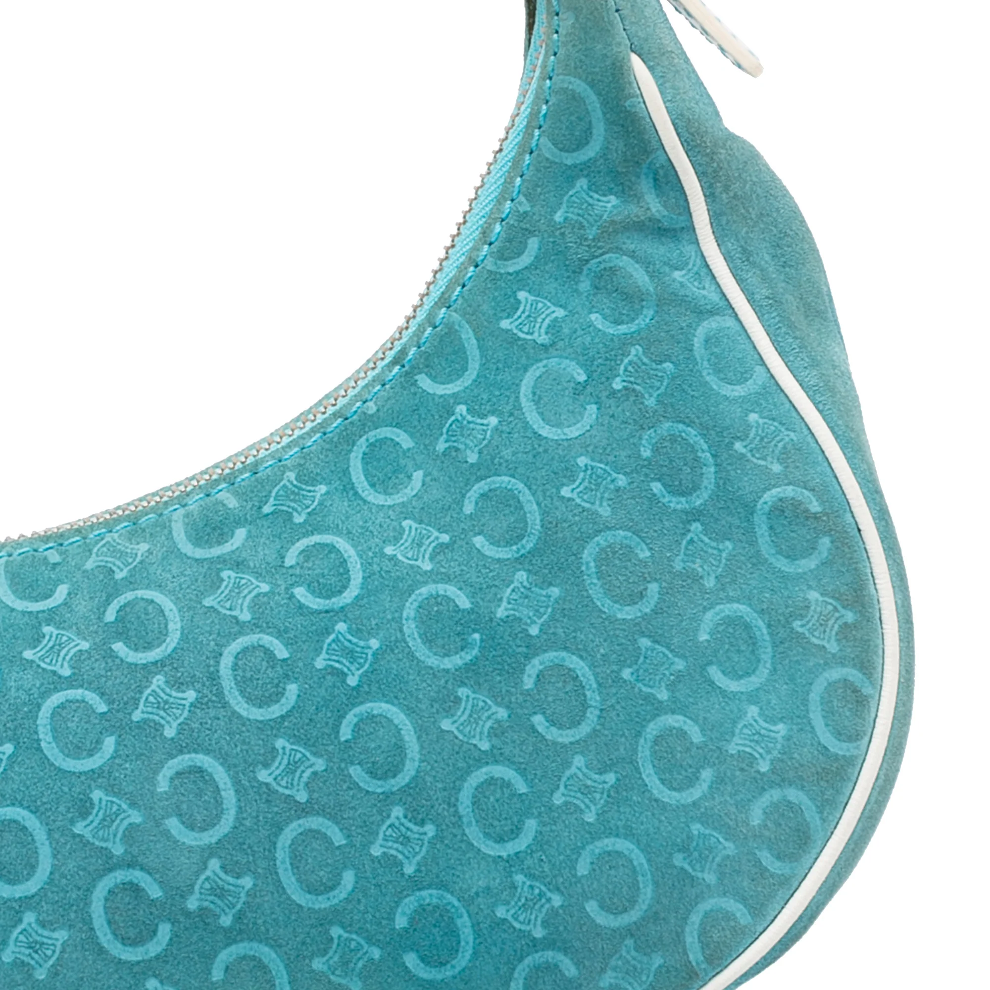 Celine Blue Suede and White Leather Trim C Macadam Vintage Hobo Bag - Image 11
