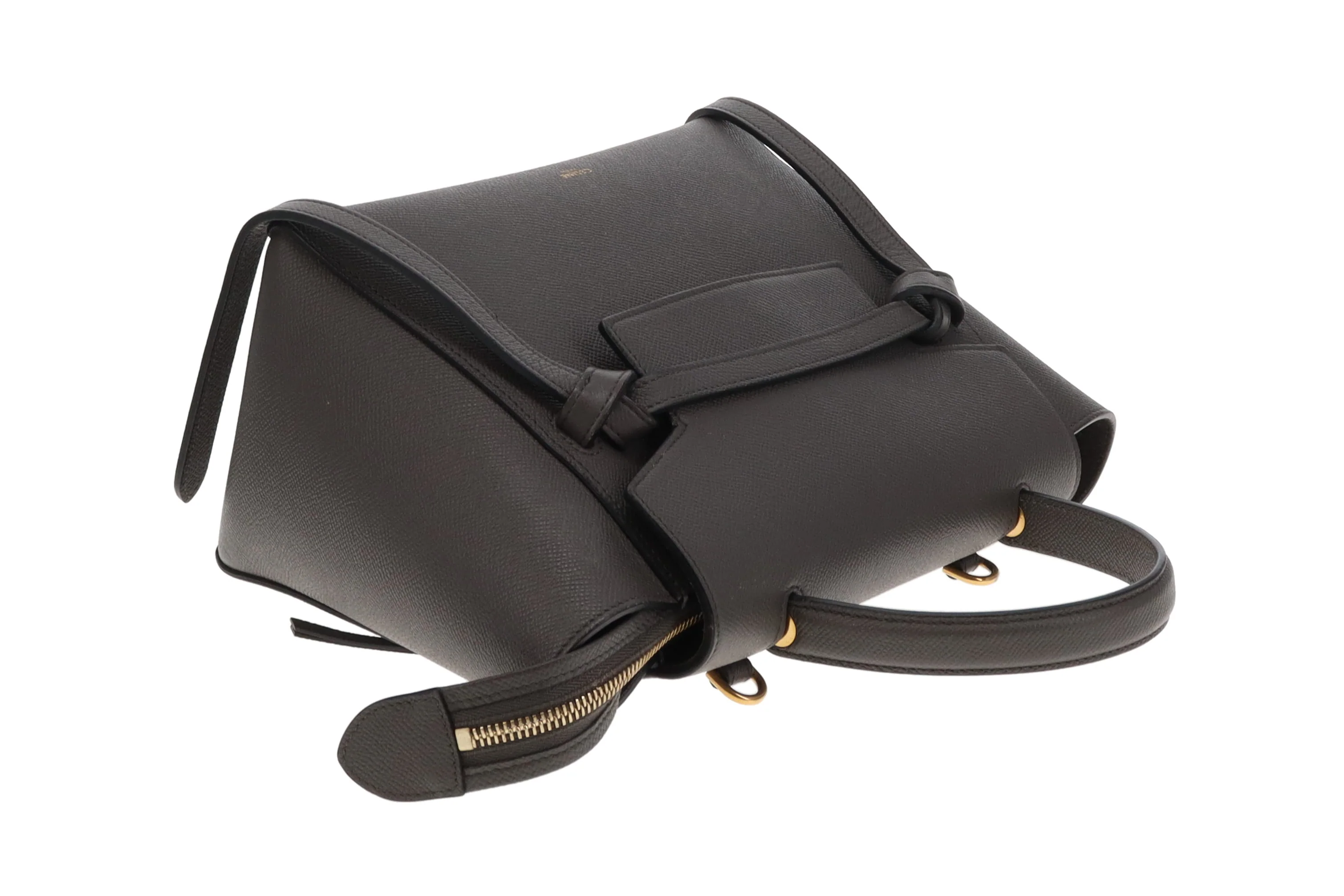 Celine Belt Bag Micro Grey Grained Calfskin 2022 (Includes added Celine Logo Strap) - Image 12