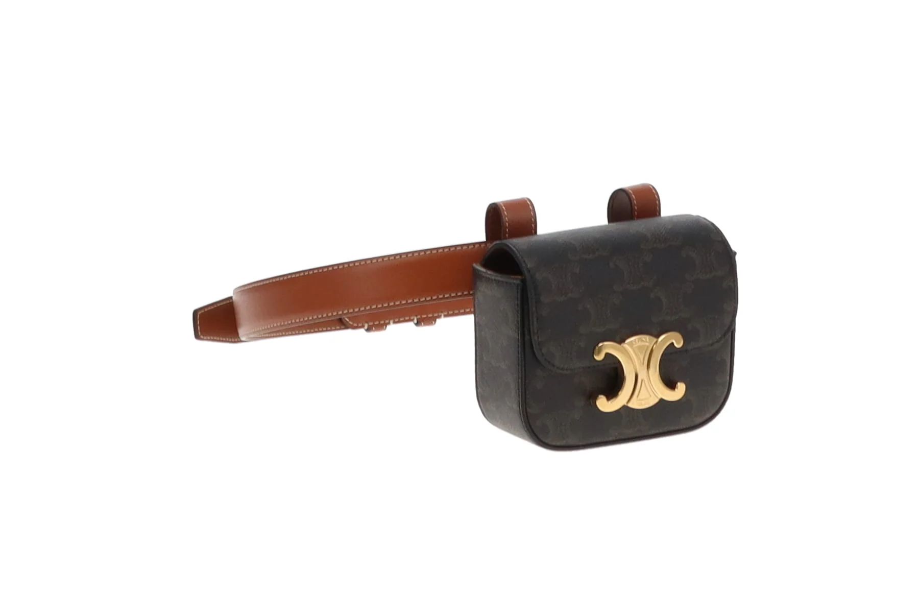 Celine Belt Bag Triomphe Belt In Triomphe Canvas & Calfskin Size 80cm Belt - Image 3