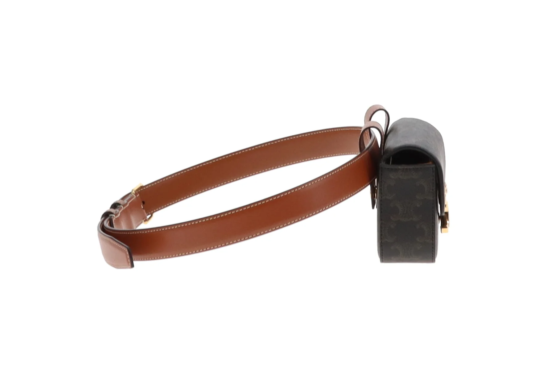 Celine Belt Bag Triomphe Belt In Triomphe Canvas & Calfskin Size 80cm Belt - Image 4