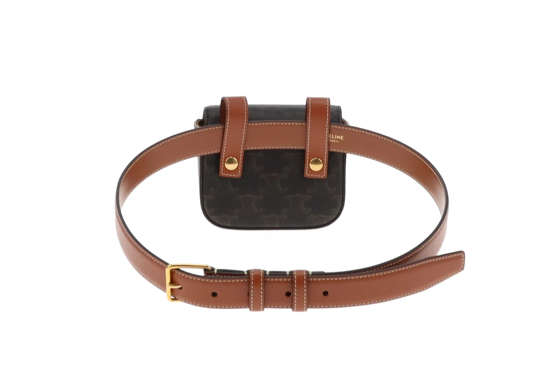 Celine Belt Bag Triomphe Belt In Triomphe Canvas & Calfskin Size 80cm Belt - Image 5