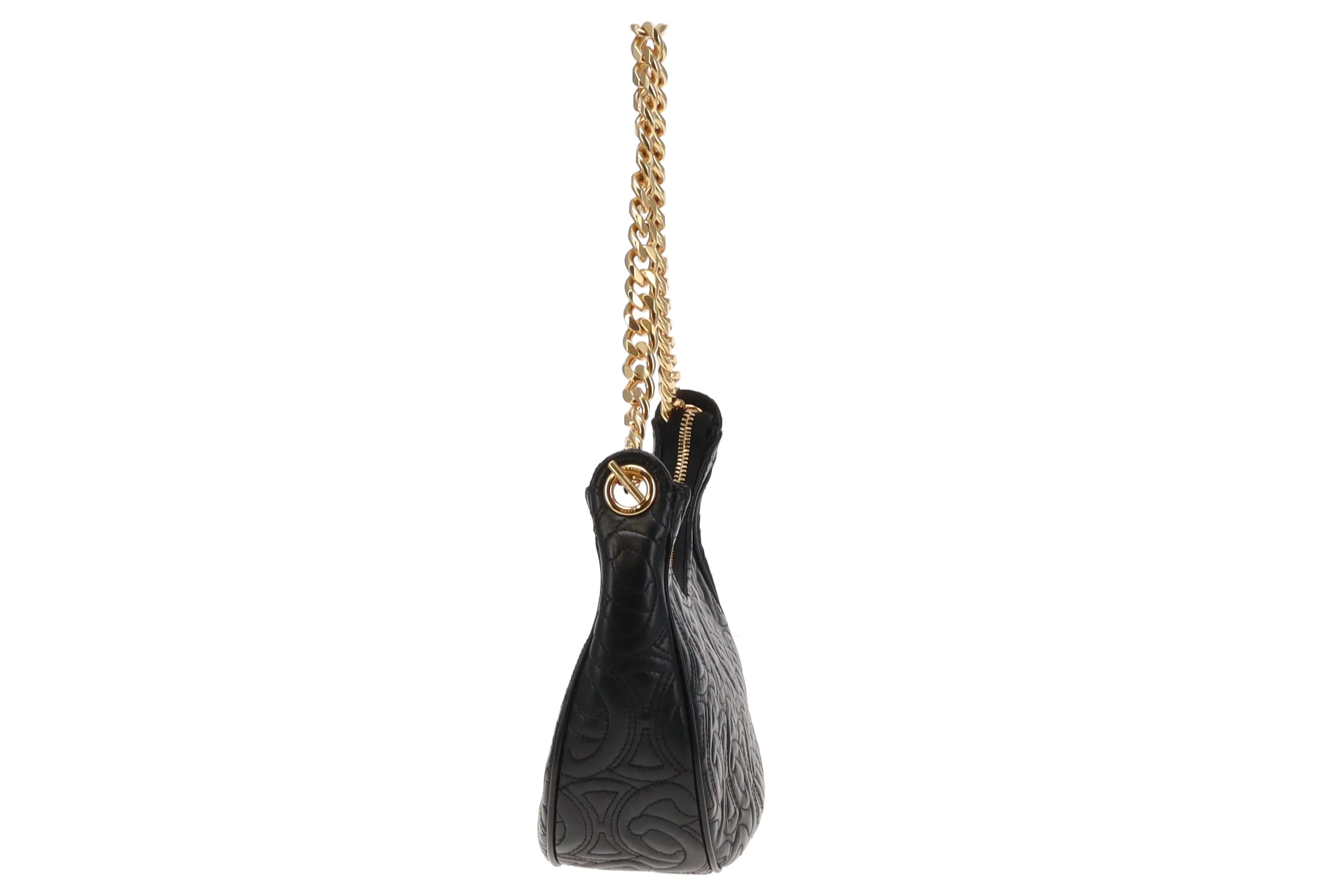 Celine Black Triomphe Quilted Leather Ava Chain Shoulder Bag 2022 - Image 4
