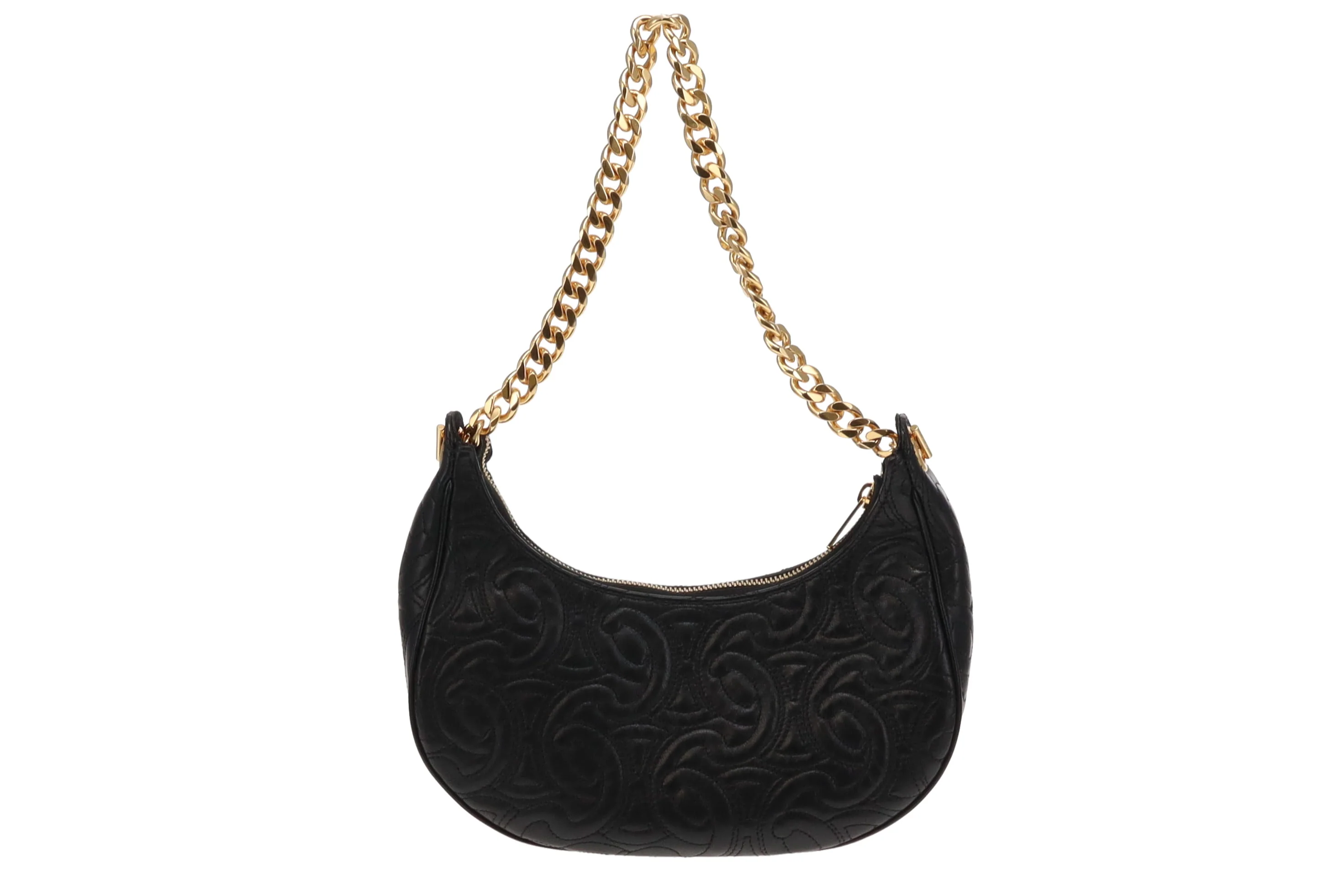 Celine Black Triomphe Quilted Leather Ava Chain Shoulder Bag 2022 - Image 5