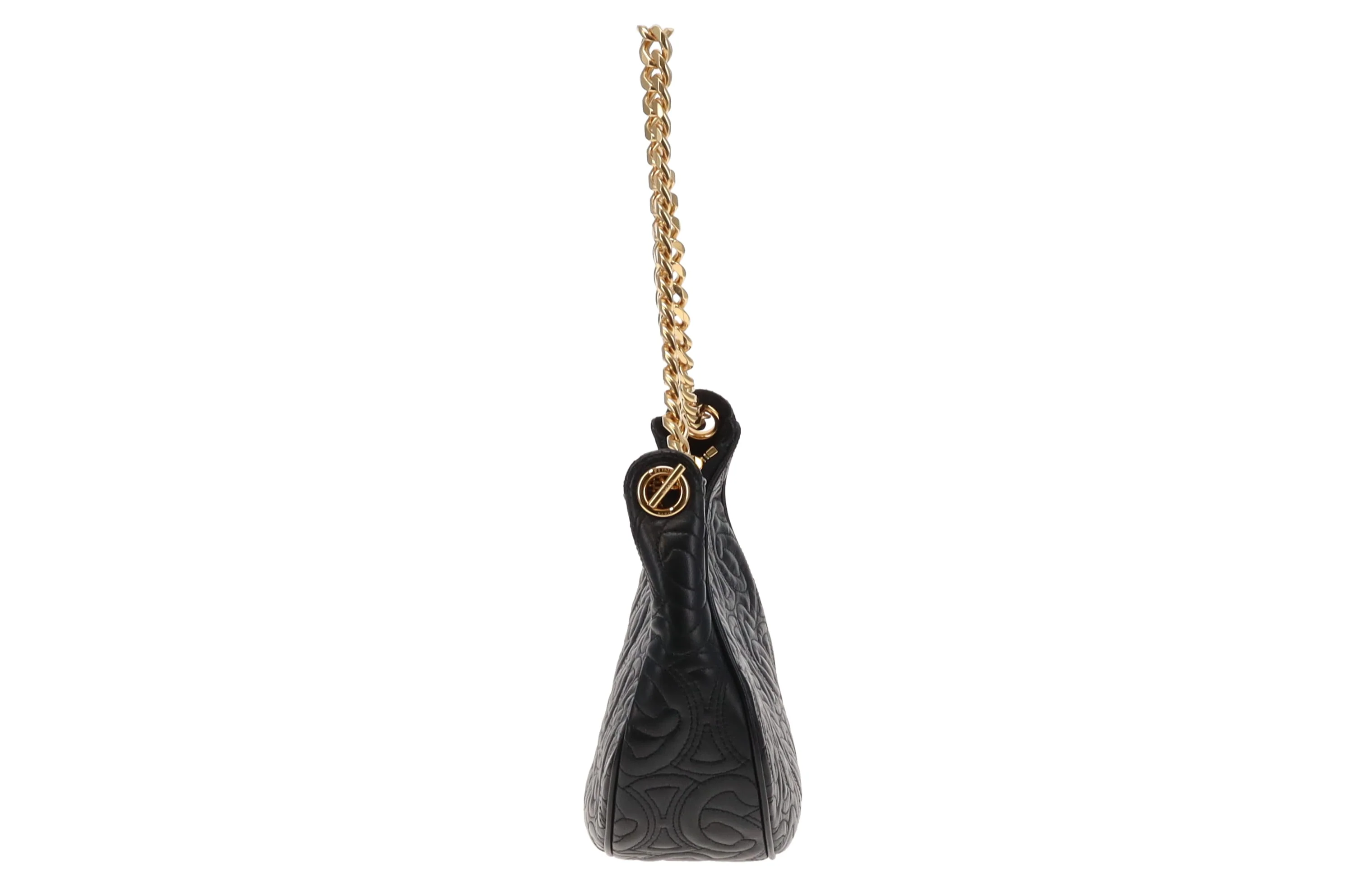 Celine Black Triomphe Quilted Leather Ava Chain Shoulder Bag 2022 - Image 6