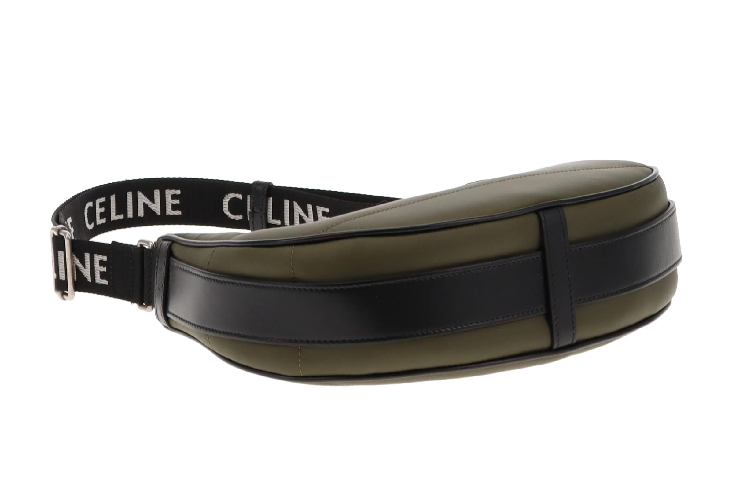Celine Khaki Nylon Ava Shoulder Bag with Logo Strap - Image 10
