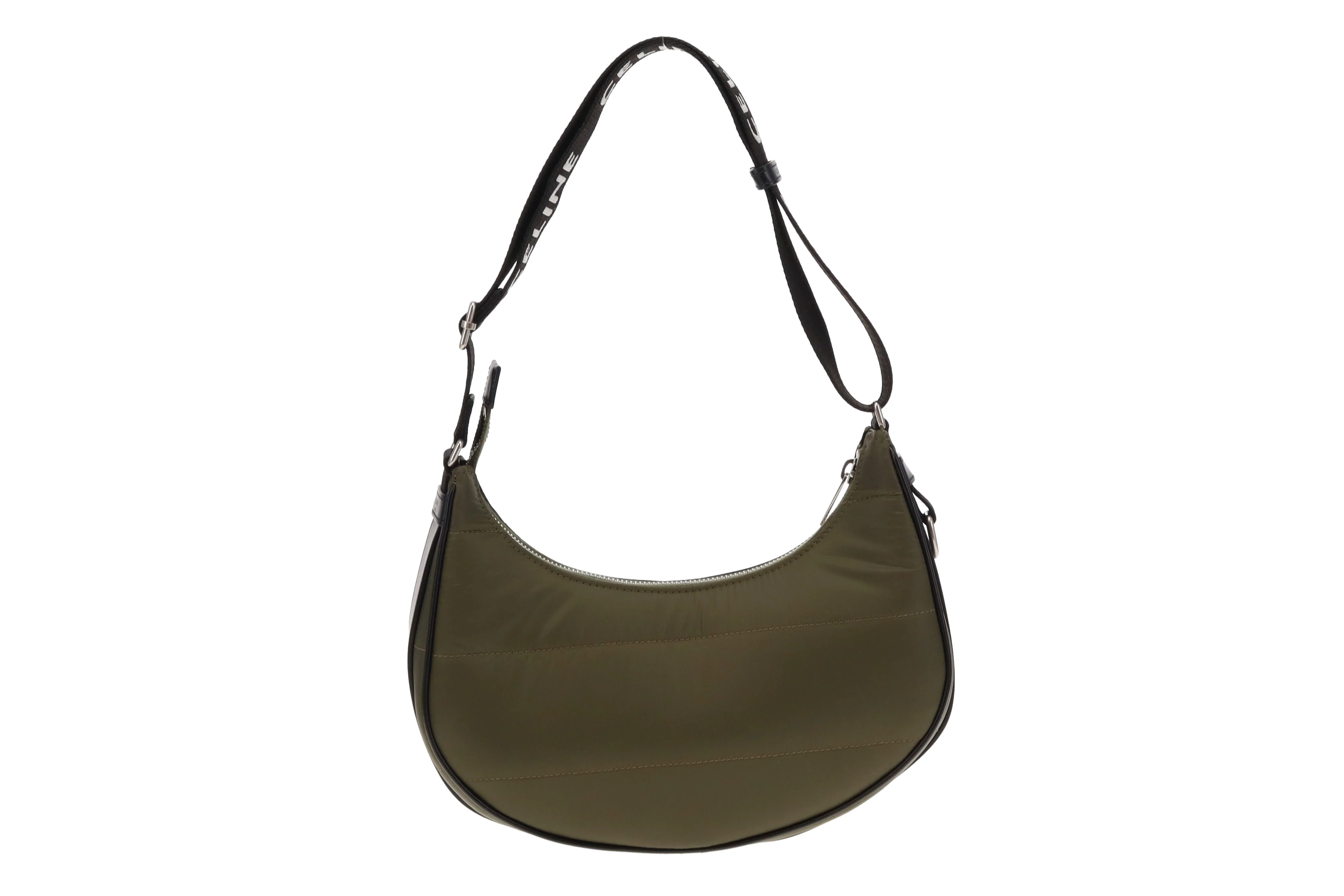 Celine Khaki Nylon Ava Shoulder Bag with Logo Strap - Image 5