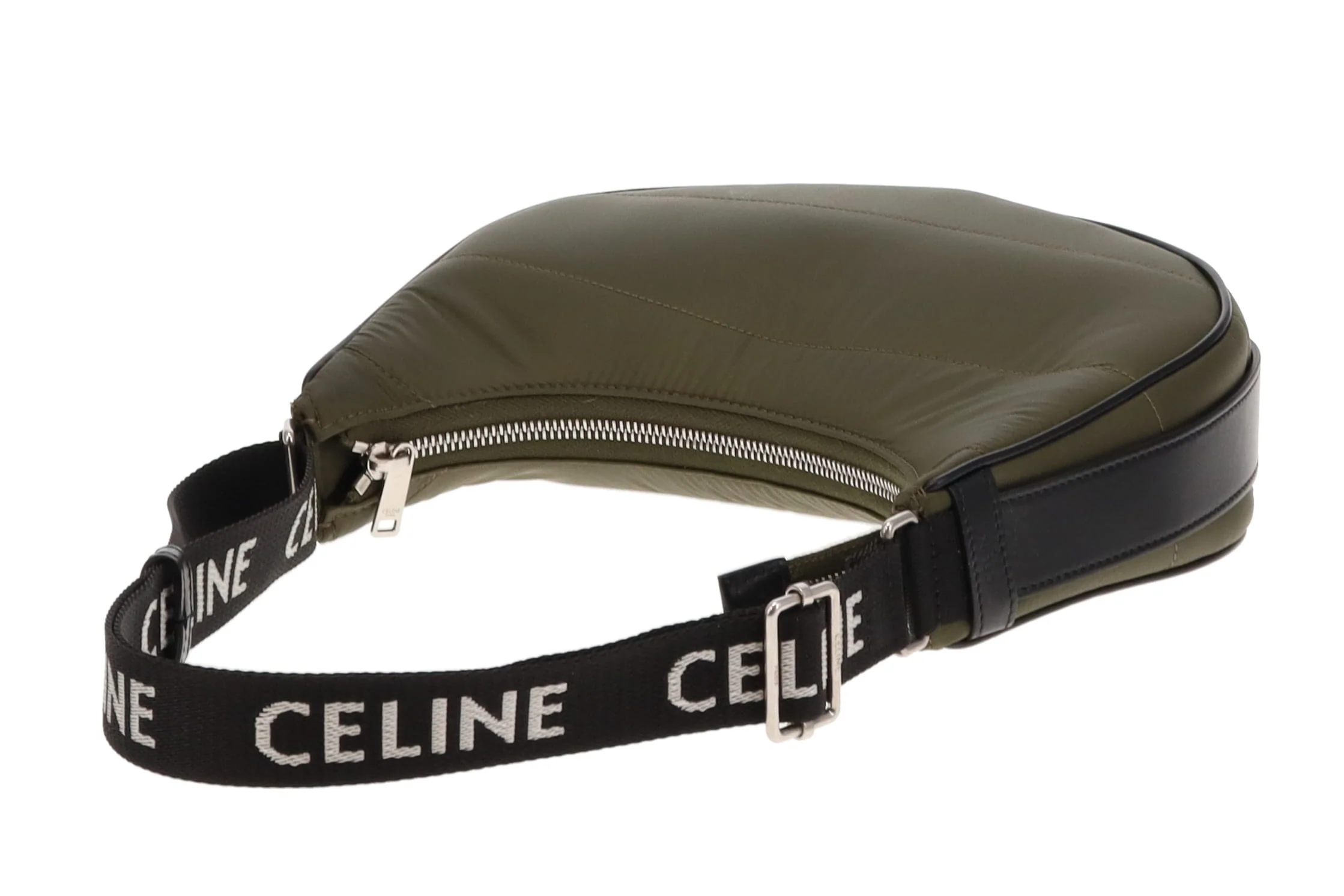 Celine Khaki Nylon Ava Shoulder Bag with Logo Strap - Image 7