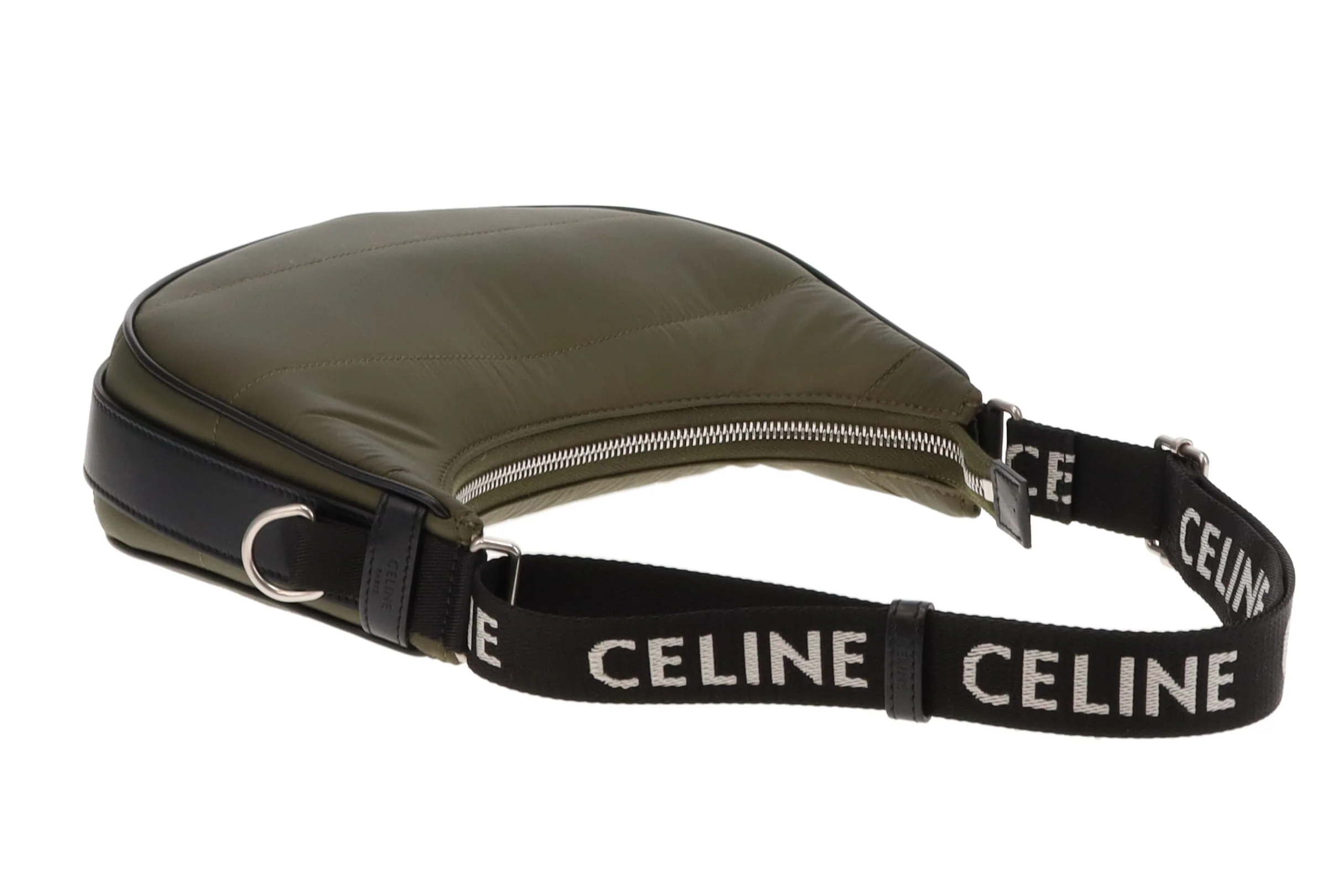Celine Khaki Nylon Ava Shoulder Bag with Logo Strap - Image 8