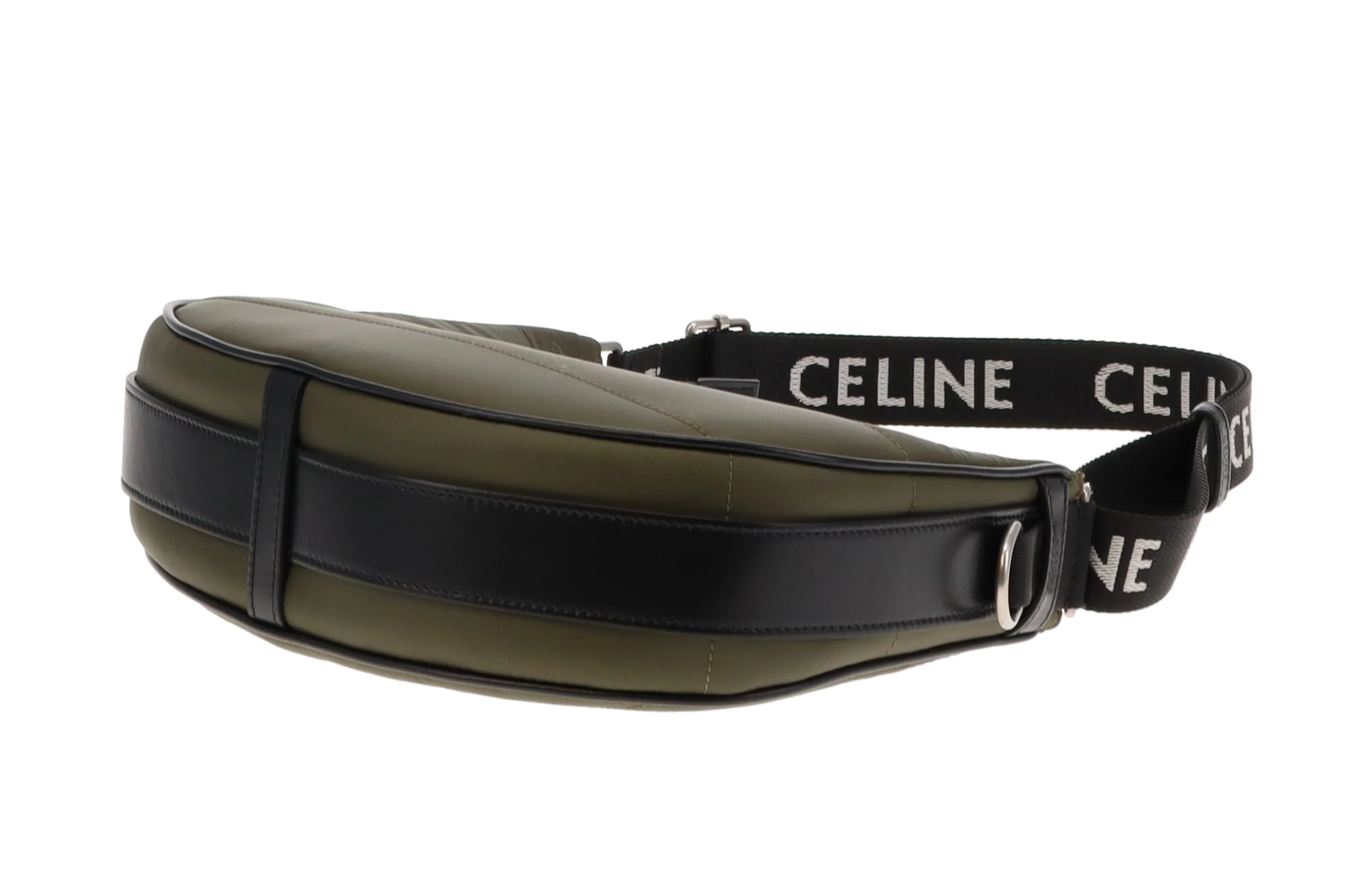 Celine Khaki Nylon Ava Shoulder Bag with Logo Strap - Image 9
