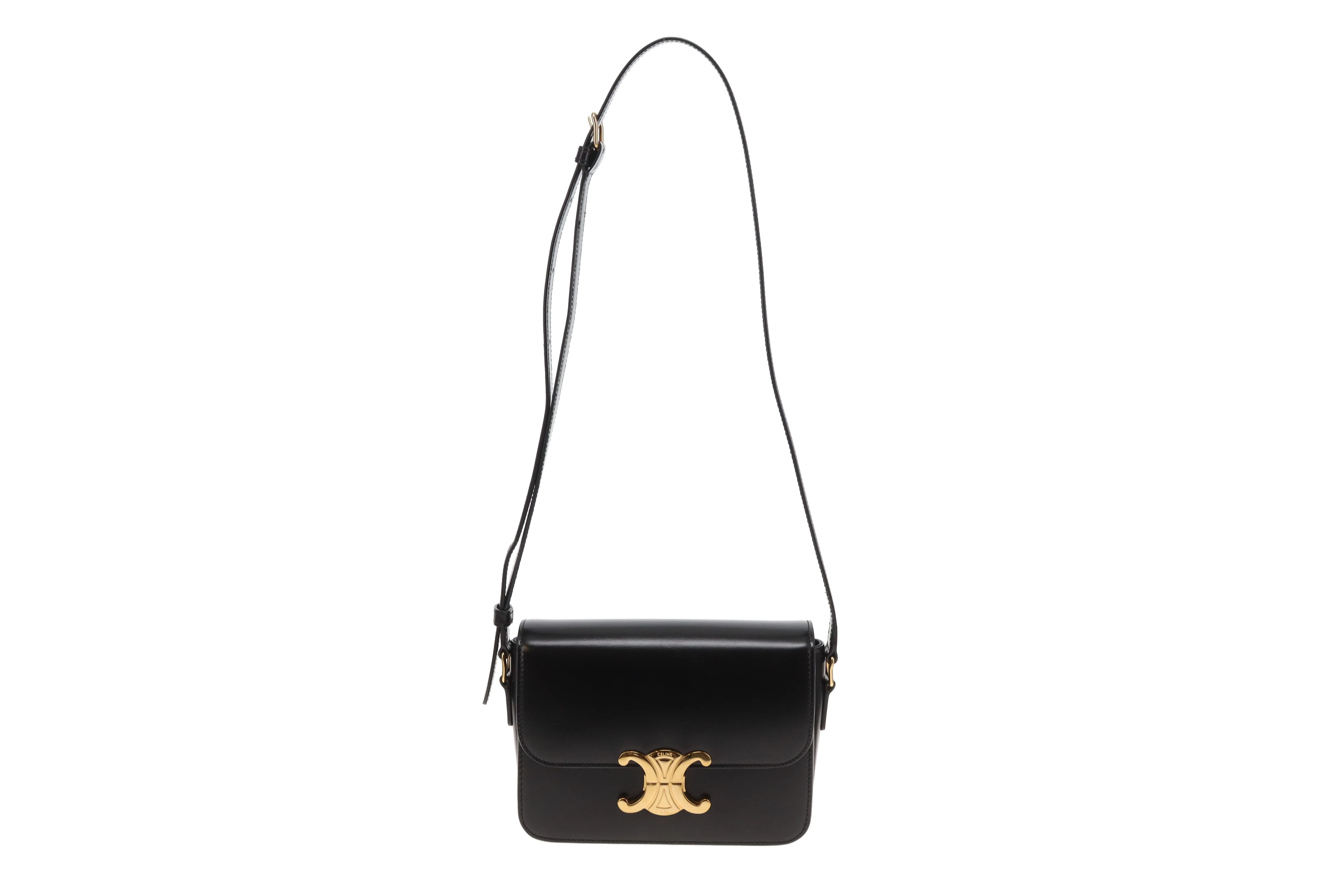 Celine Triomphe Teen Crossbody Bag in Black Leather | Pre-Owned - Image 2