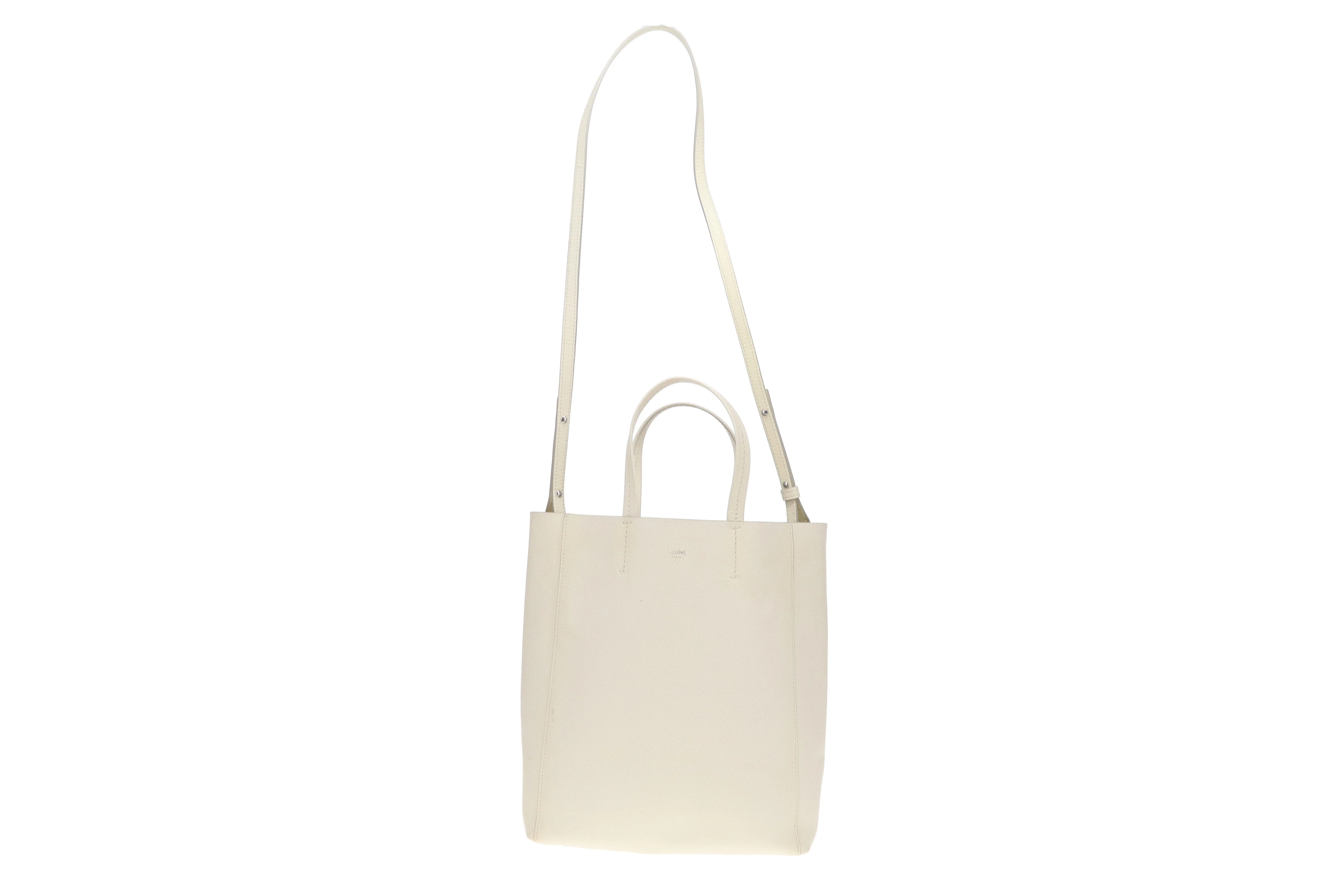 Celine Vertical Tote Bag White Leather - Image 3