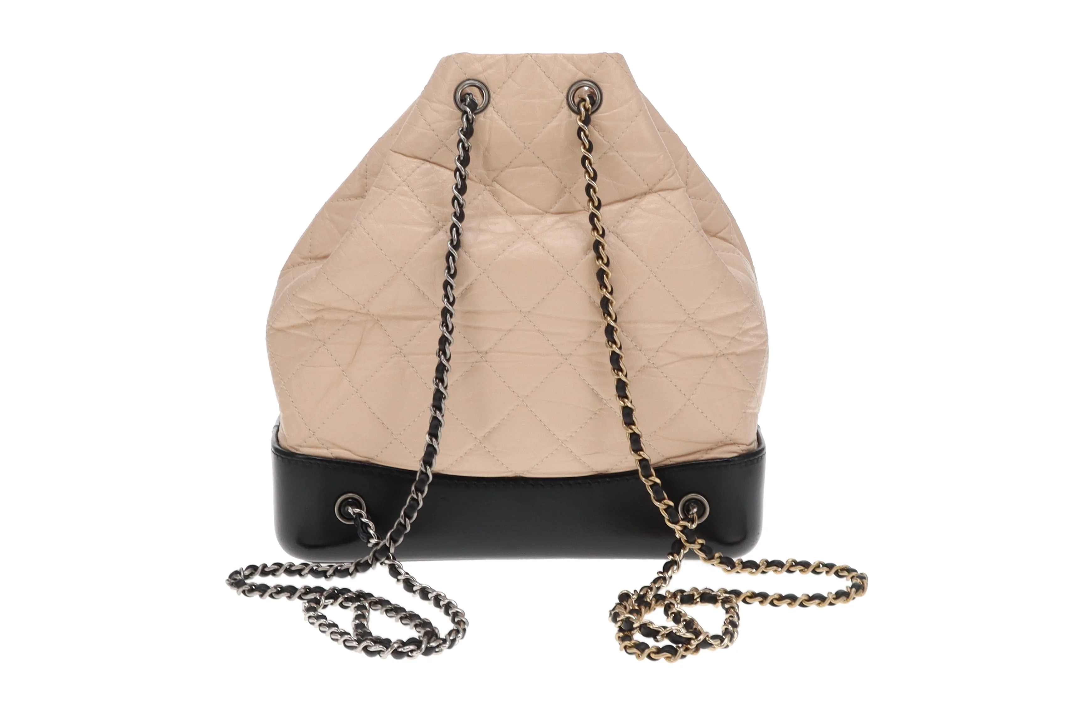 Chanel Gabrielle Backpack Beige Aged Calfskin and Black Leather 2018 - Image 6