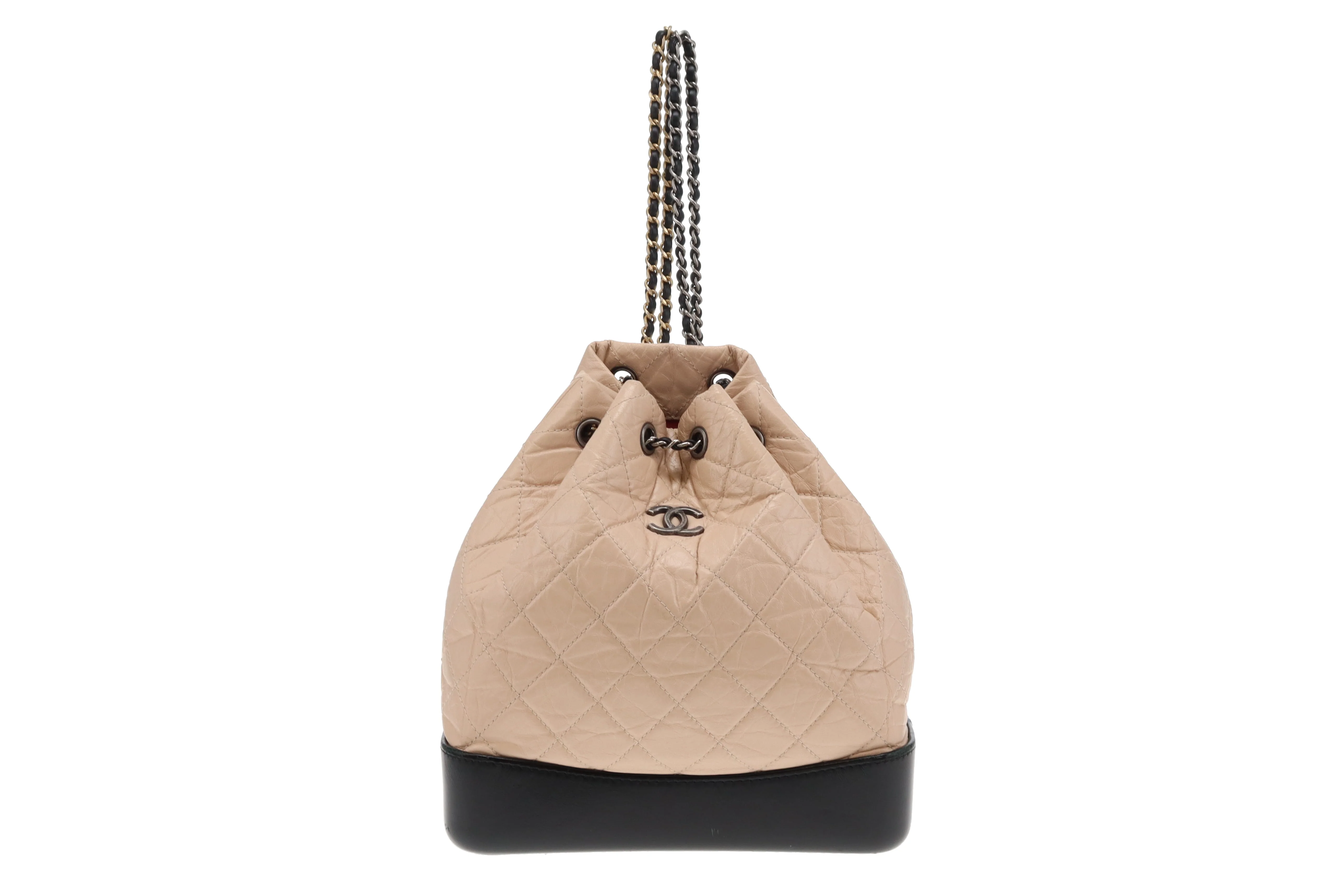 Chanel Gabrielle Backpack Beige Aged Calfskin and Black Leather 2018 - Image 8