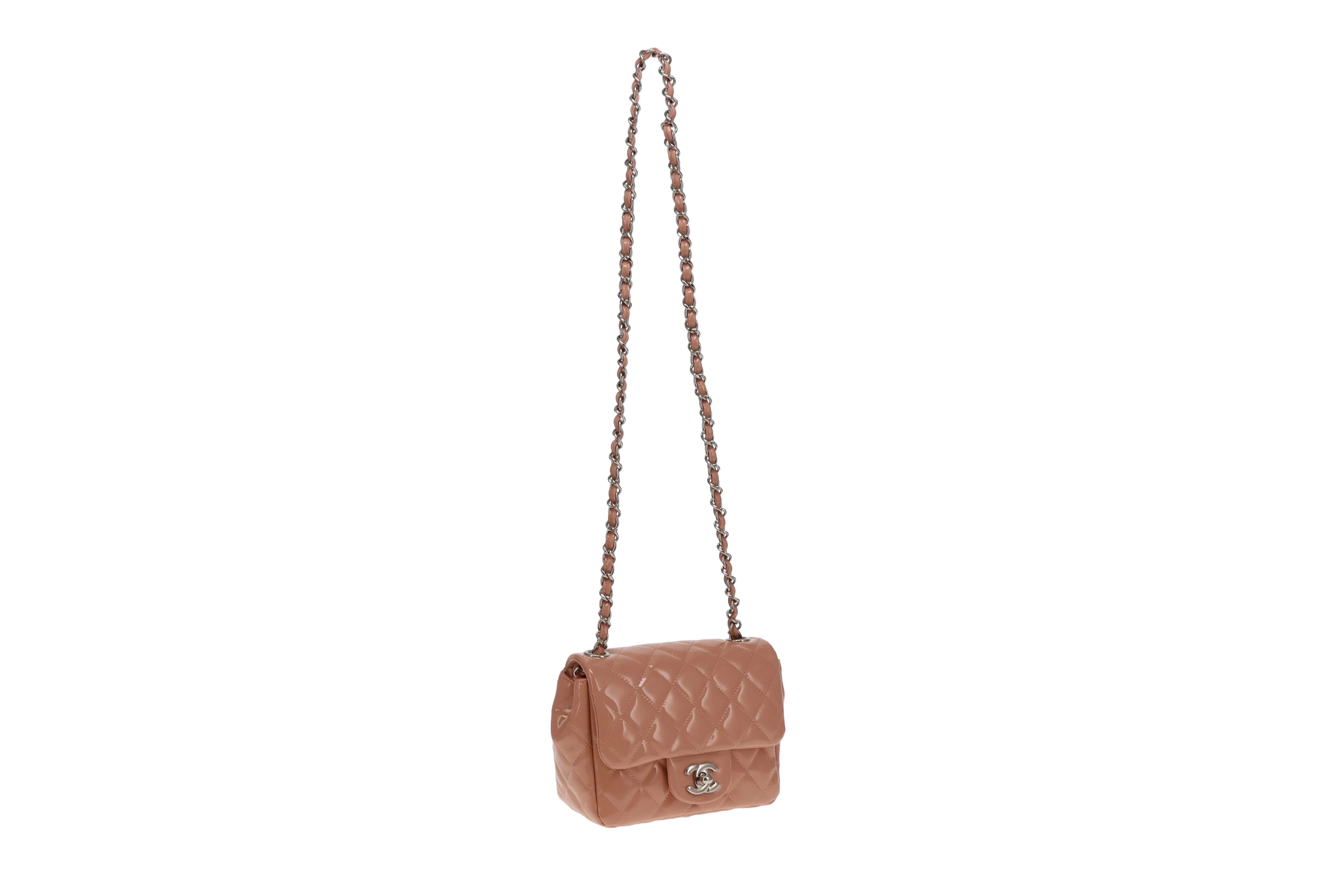 Chanel Blush Patent Leather and SHW Mini Square Flap Bag 2012/13 - Image 5