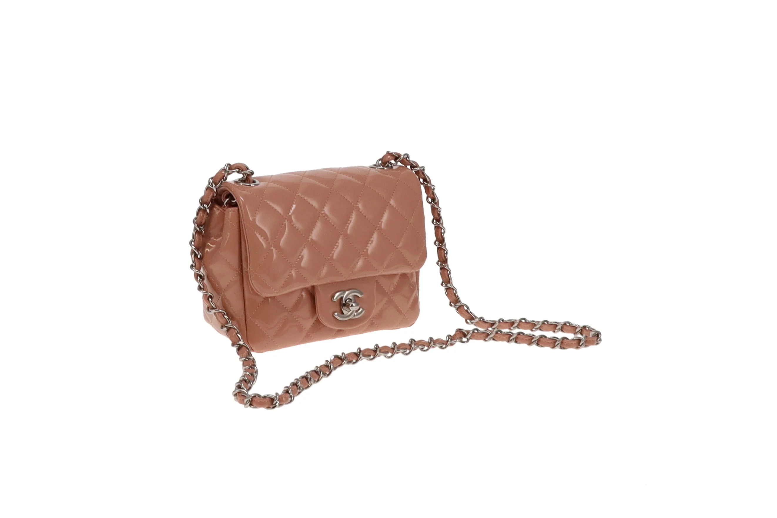Chanel Blush Patent Leather and SHW Mini Square Flap Bag 2012/13 - Image 6