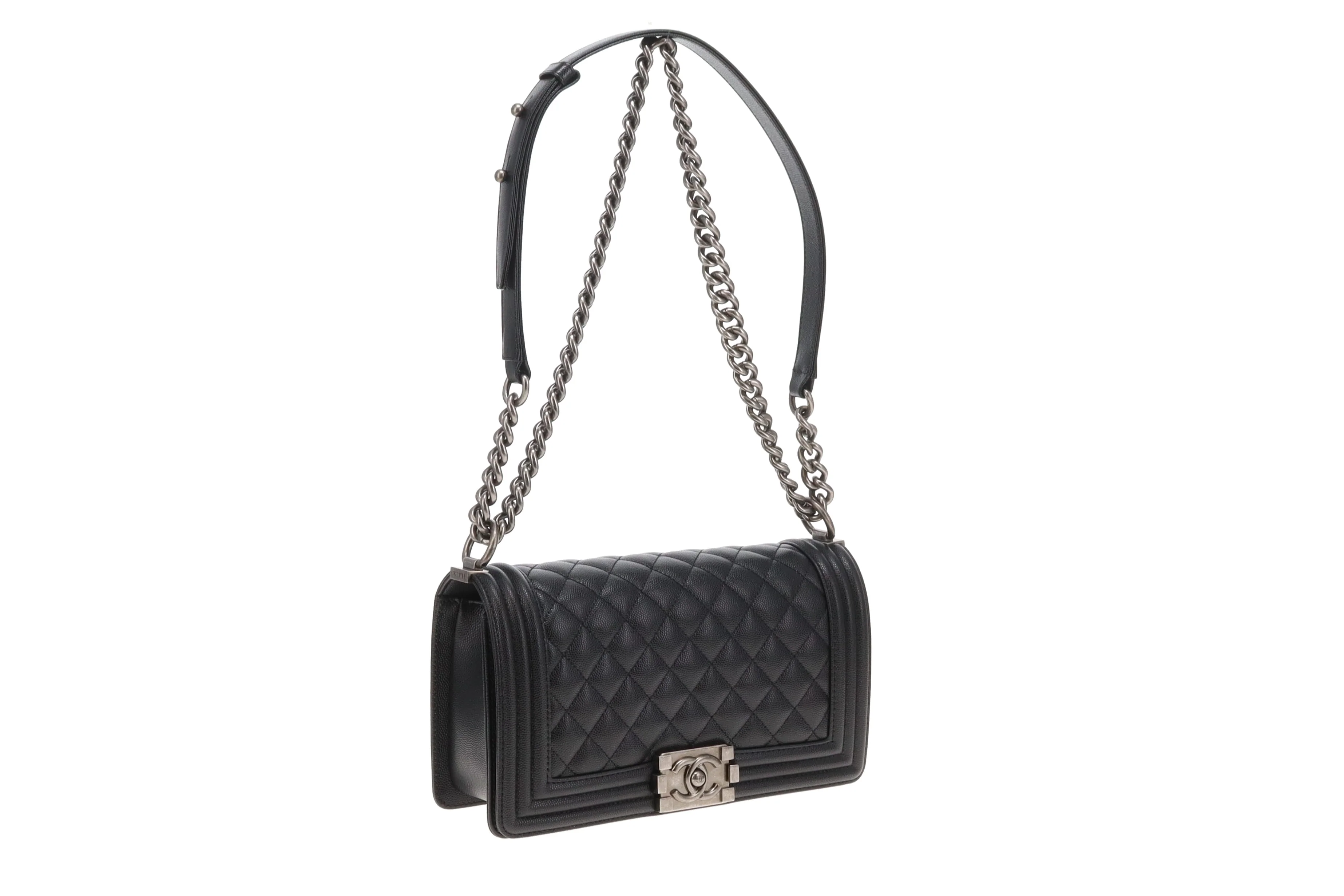 Chanel Boy Bag Medium Black with Ruthenium HW (NFID) - Image 10
