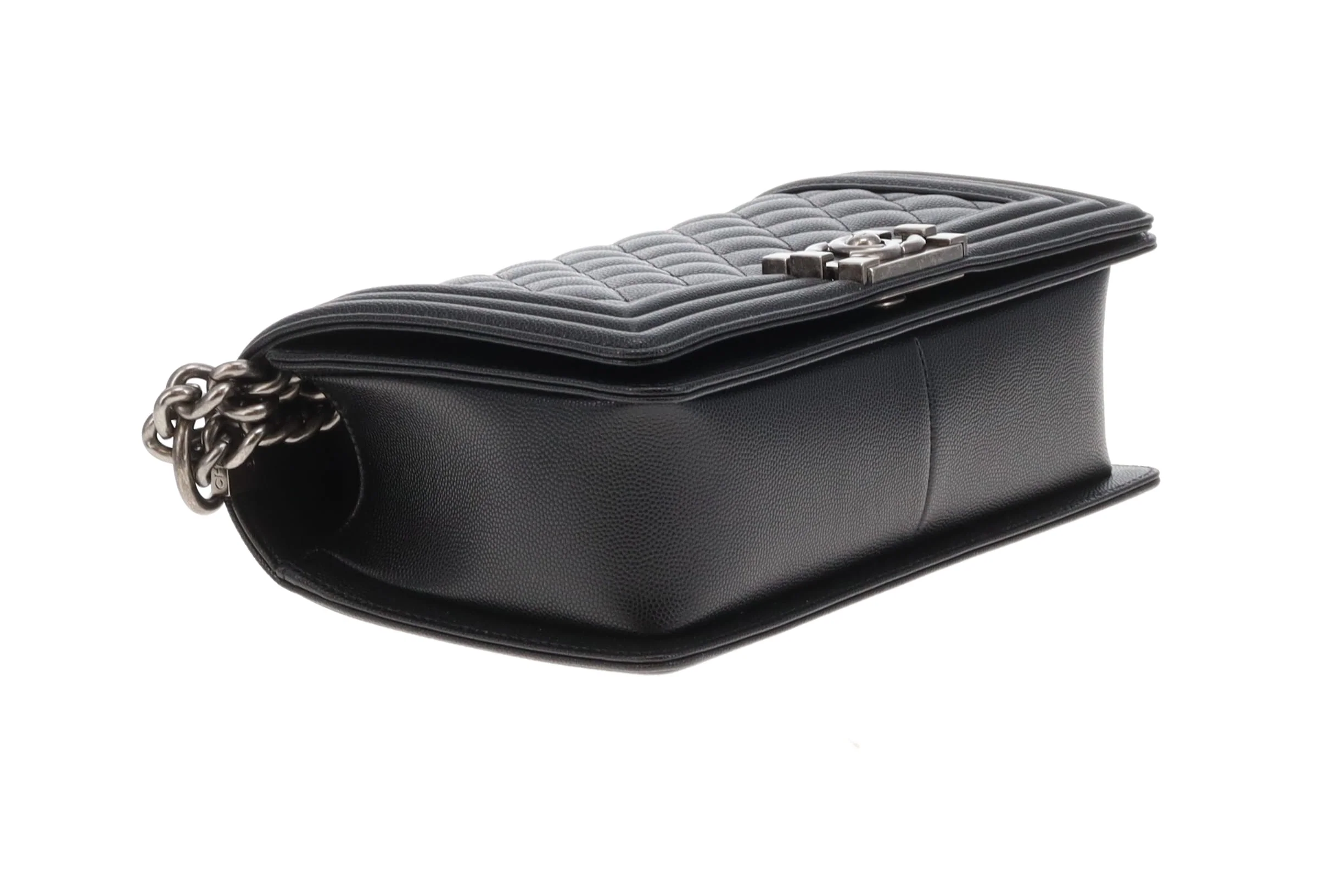 Chanel Boy Bag Medium Black with Ruthenium HW (NFID) - Image 12