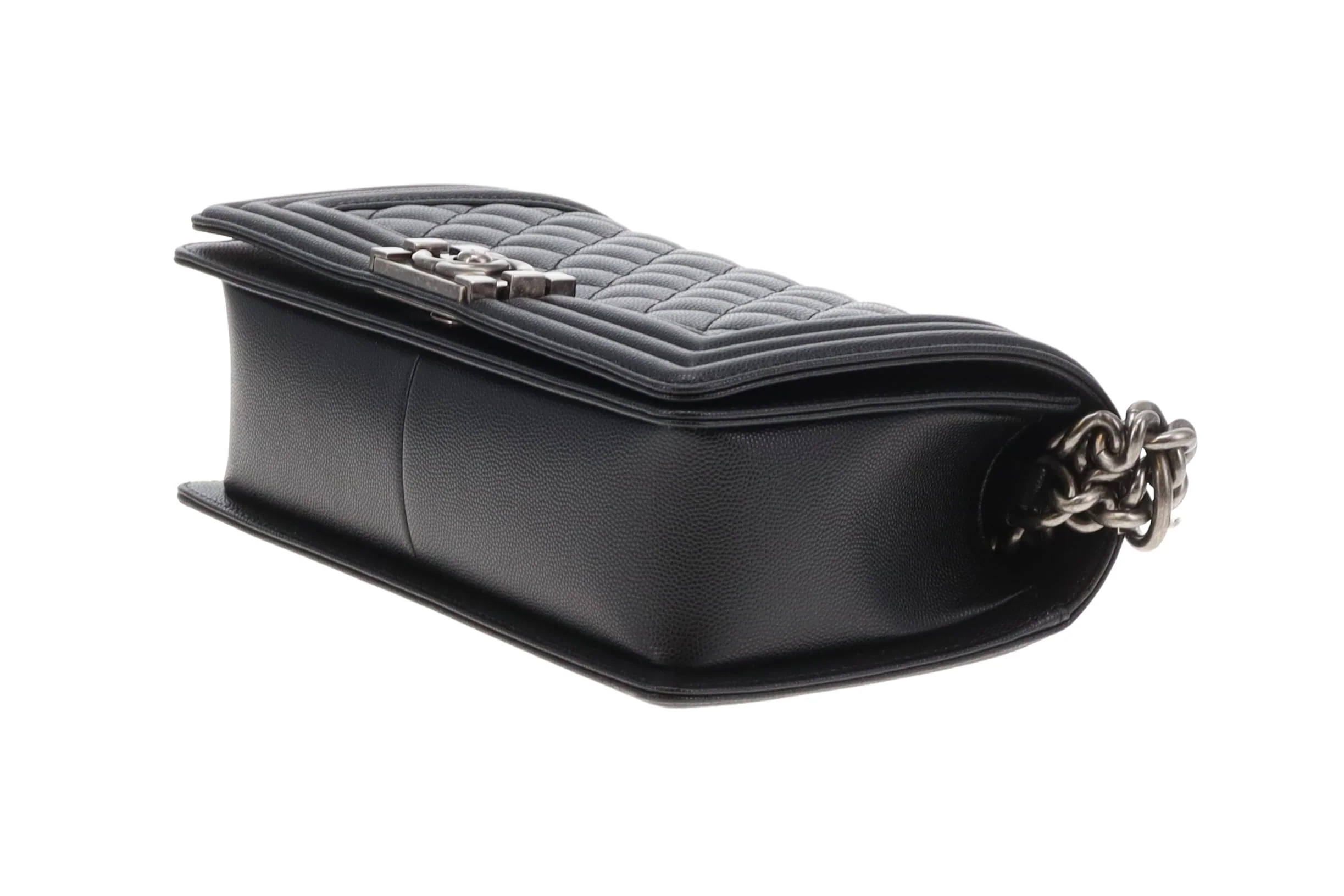 Chanel Boy Bag Medium Black with Ruthenium HW (NFID) - Image 13