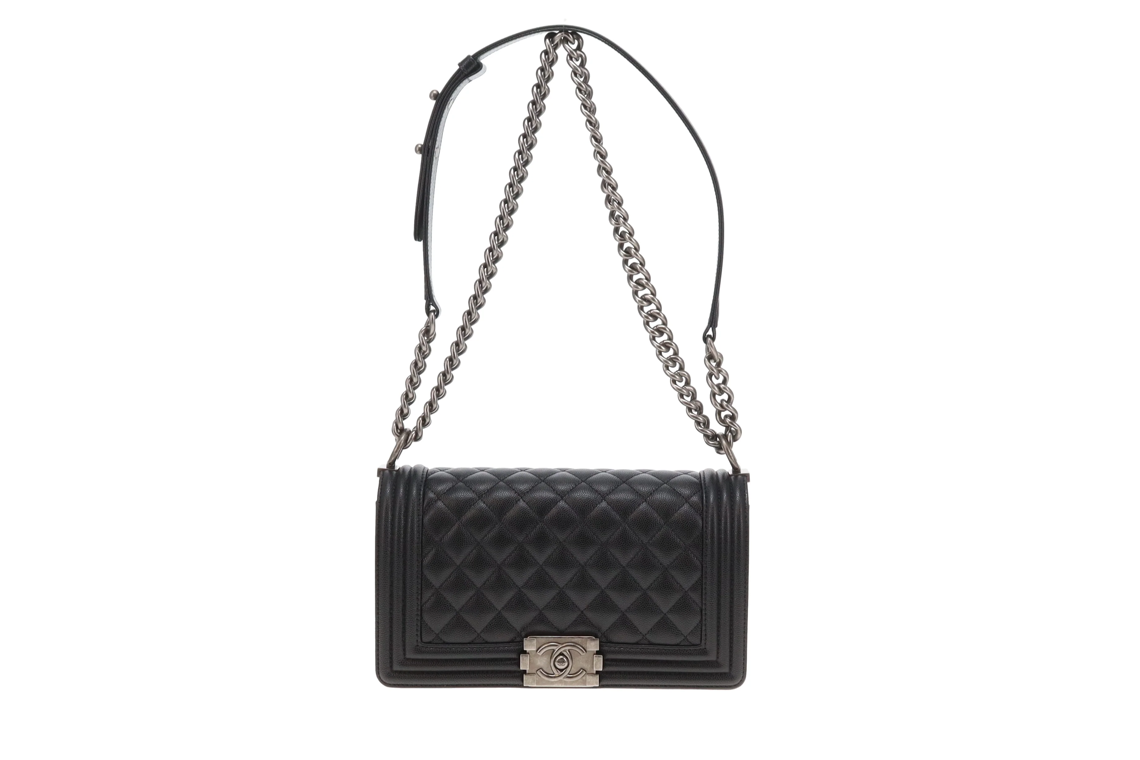 Chanel Boy Bag Medium Black with Ruthenium HW (NFID) - Image 3