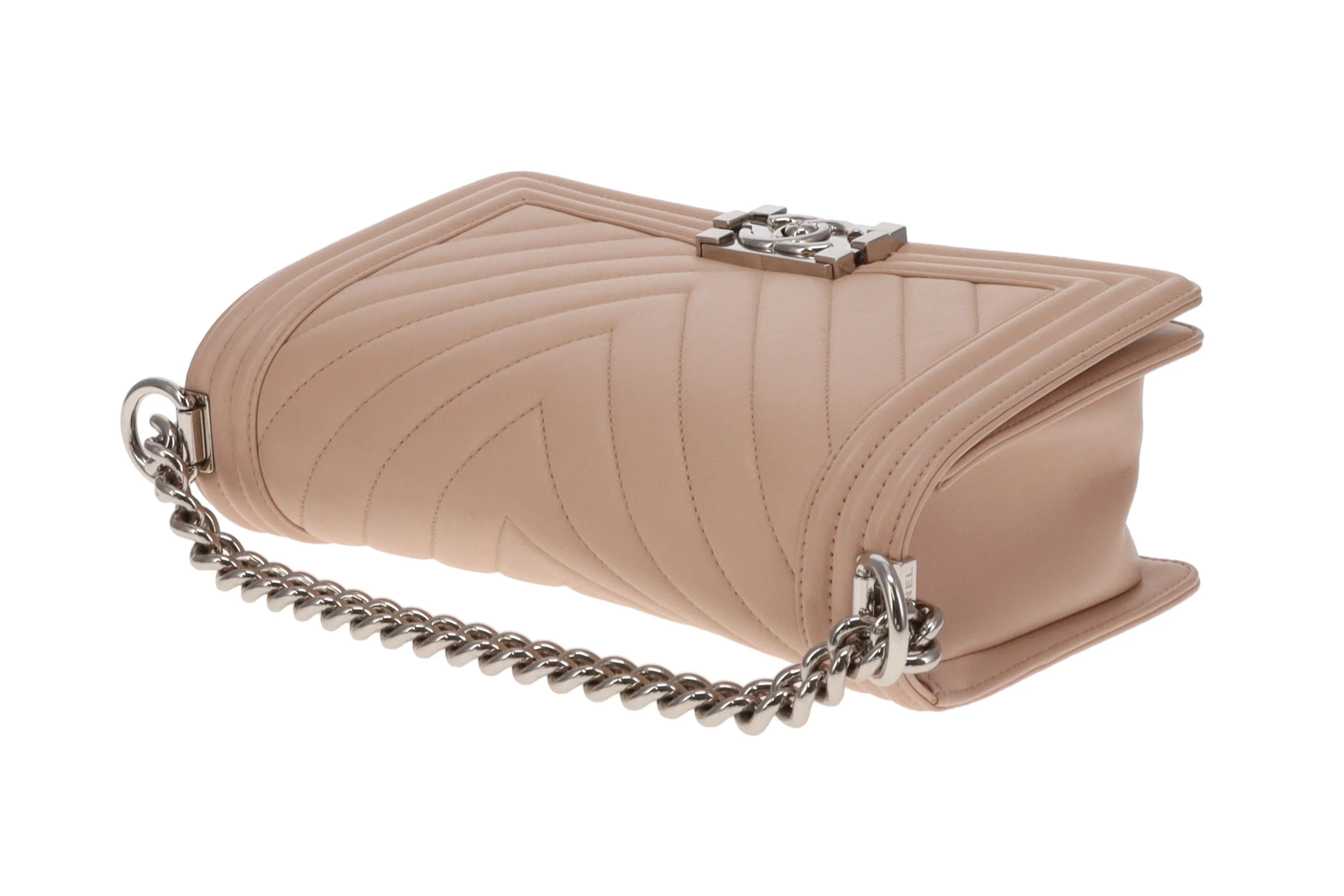 Chanel Boy Bag New Medium Beige Chevron With Silver Hardware 2016 - Image 14