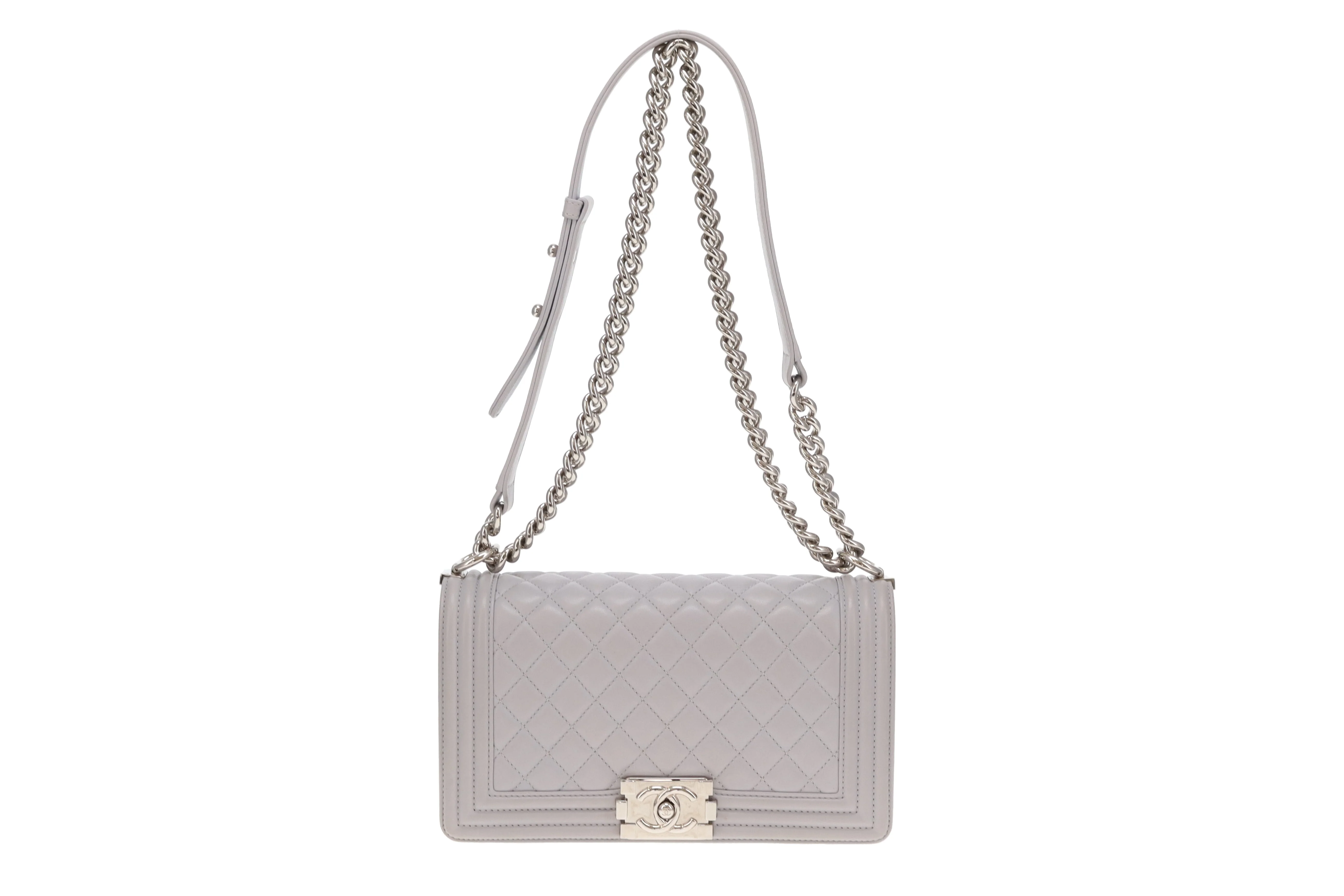 Chanel Boy Bag New Medium Grey Lambskin SHW 2017/18 - Image 3