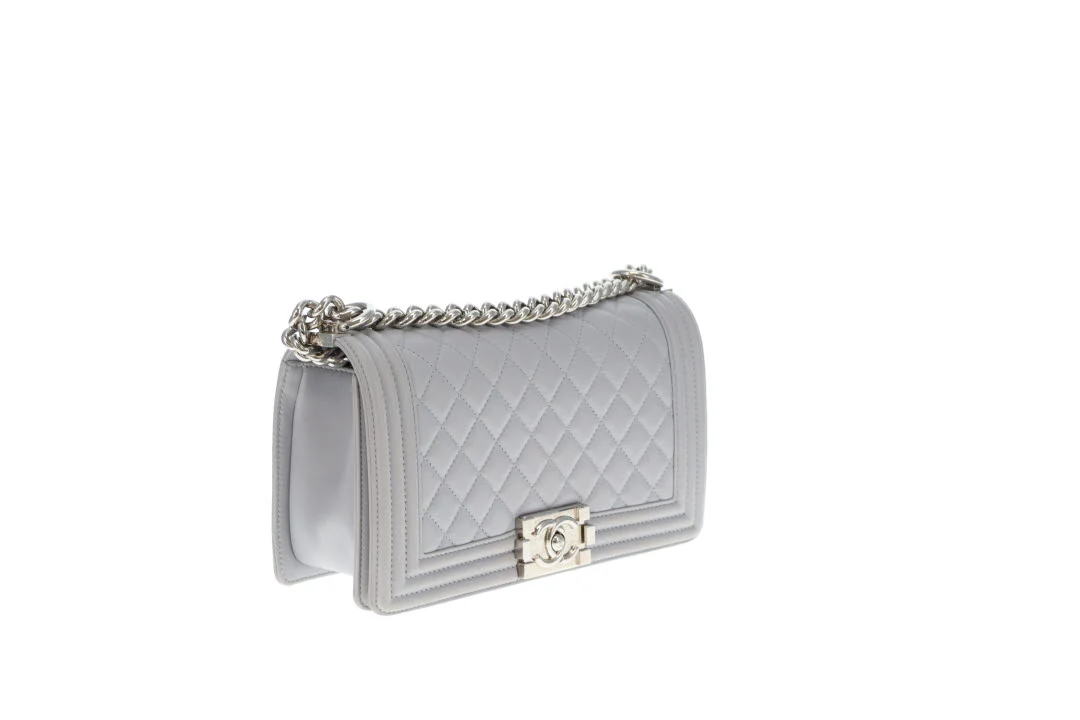 Chanel Boy Bag New Medium Grey Lambskin SHW 2017/18 - Image 5