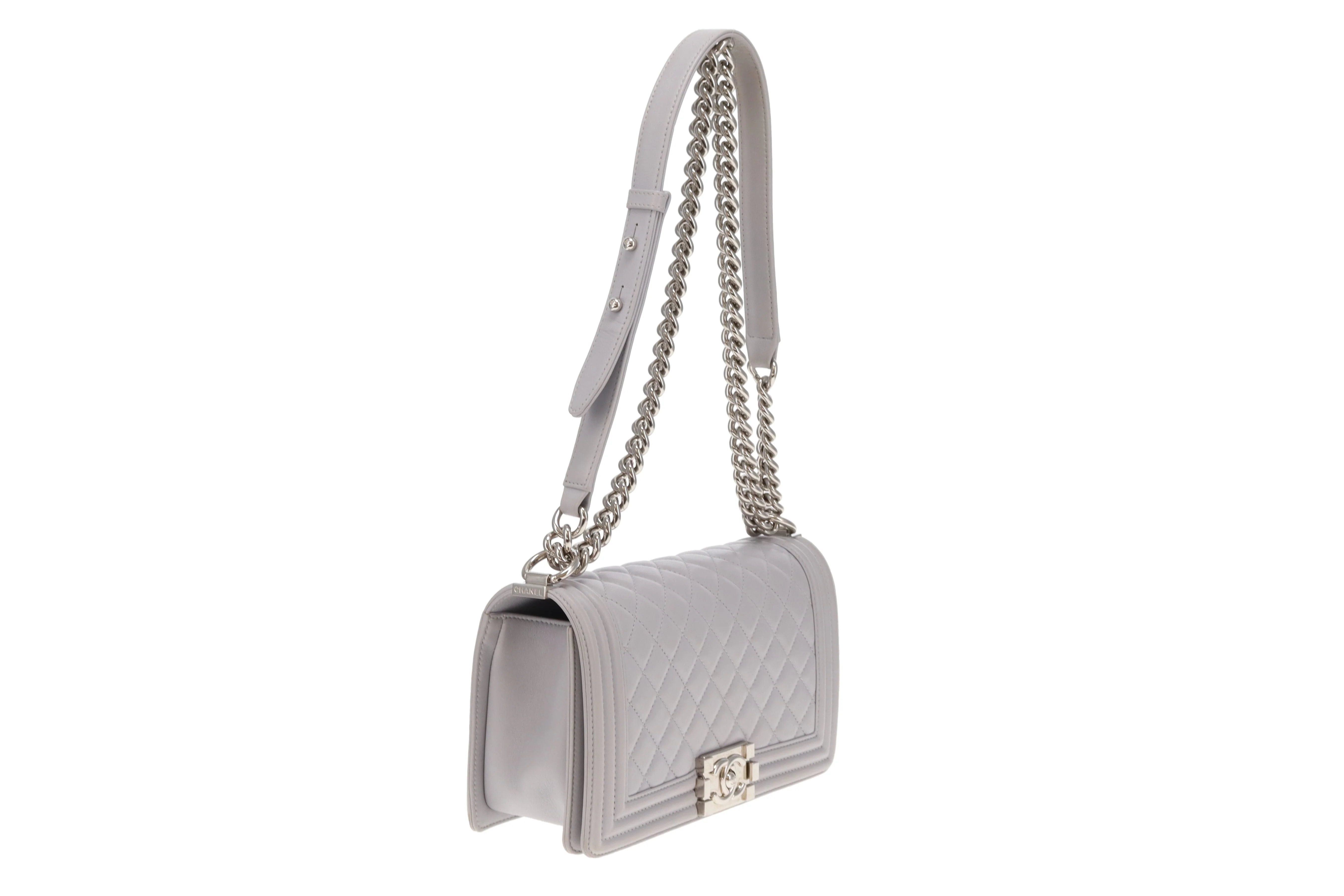 Chanel Boy Bag New Medium Grey Lambskin SHW 2017/18 - Image 6
