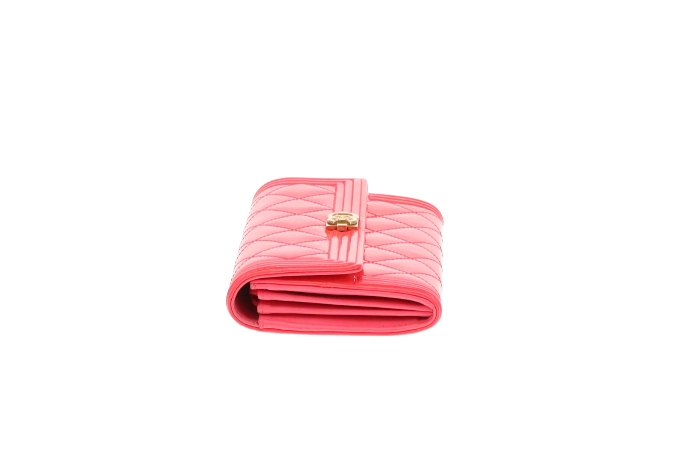 Chanel Boy Wallet Long Flap Neon Pink Patent 2016 - Image 4