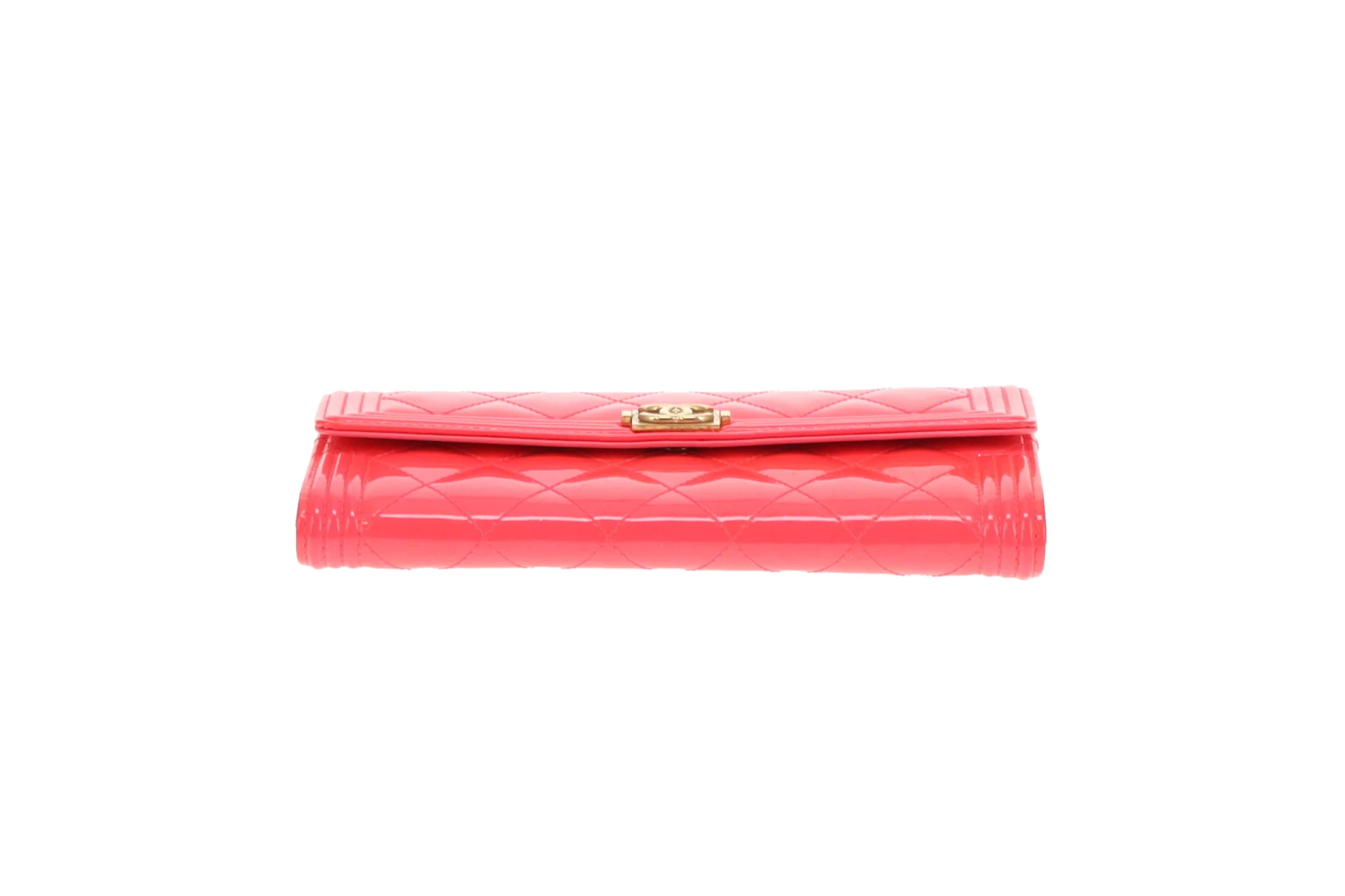 Chanel Boy Wallet Long Flap Neon Pink Patent 2016 - Image 6