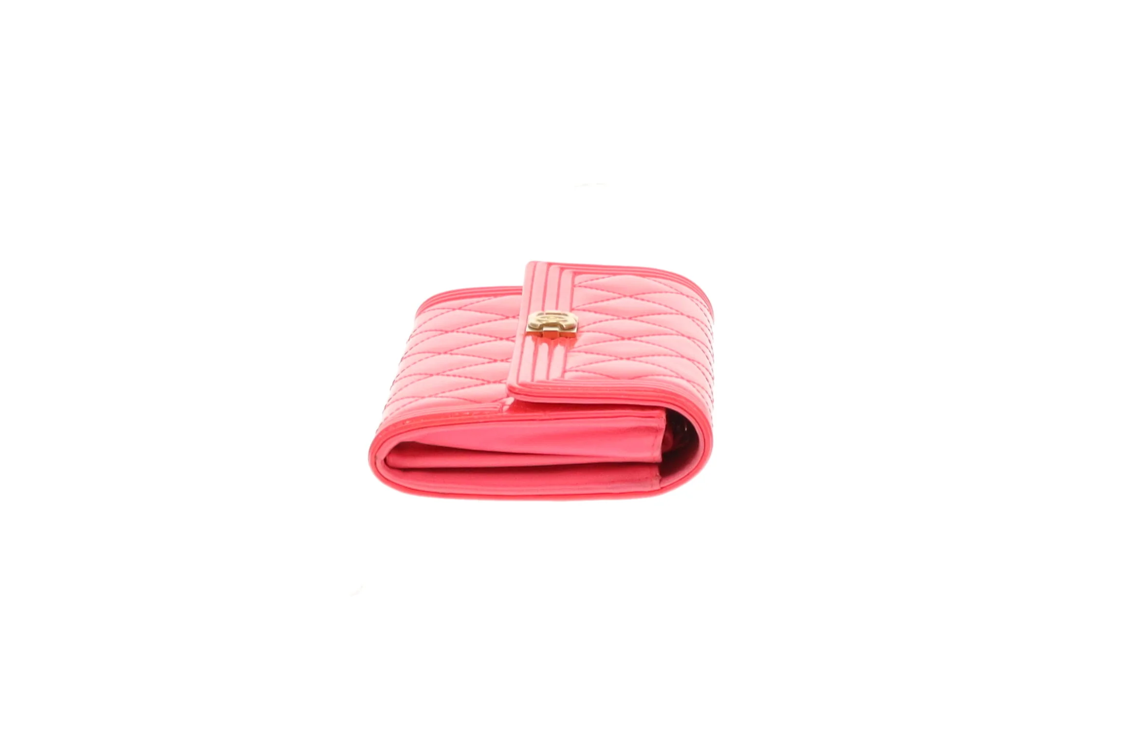Chanel Boy Wallet Long Flap Neon Pink Patent 2016 - Image 8
