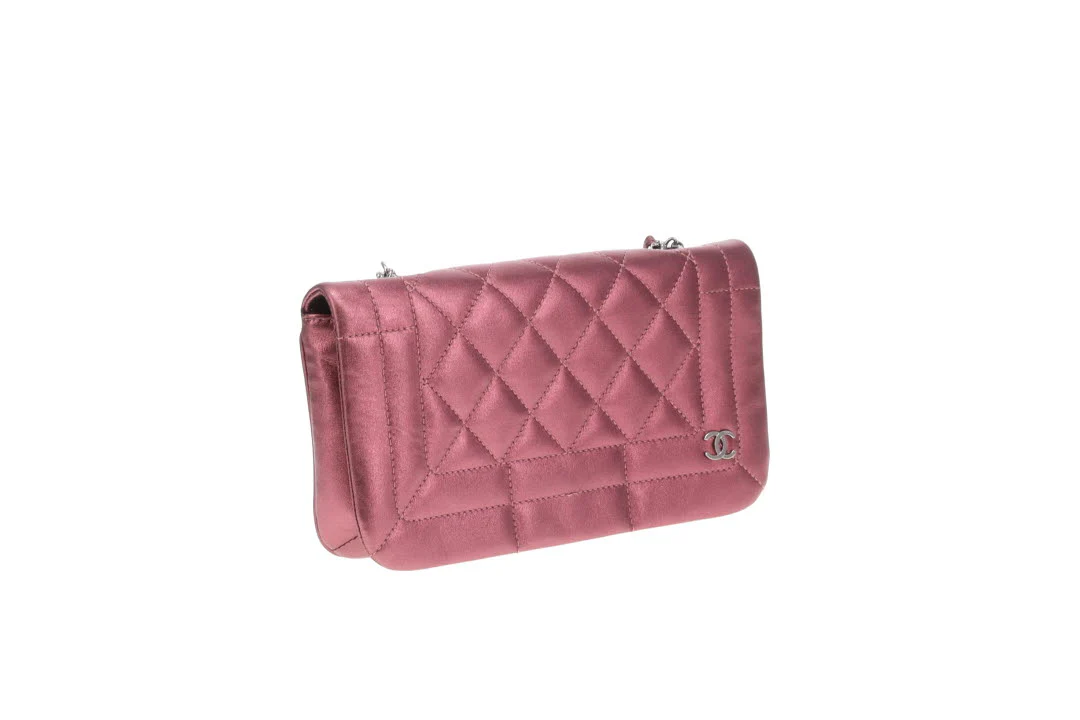 Chanel CC Quilted Pink Iridescent Calfskin Full Single Flap - Image 9