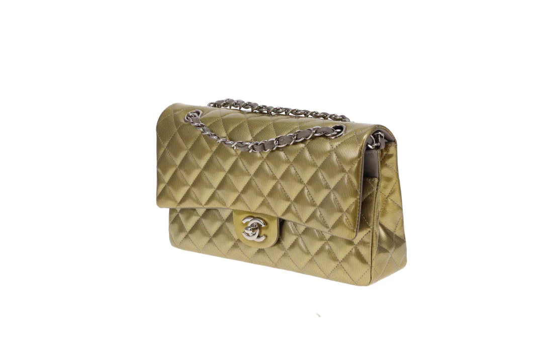 Chanel Classic Double Flap Bag Seasonal Gold Patent Leather SHW 2012 - Image 12