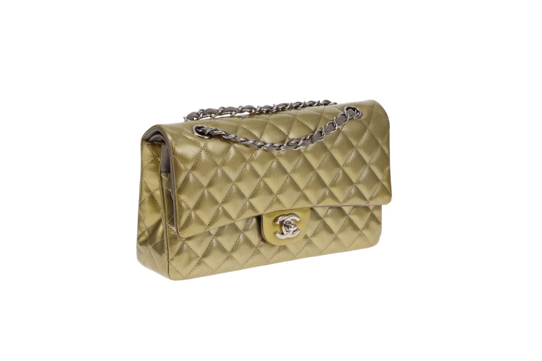 Chanel Classic Double Flap Bag Seasonal Gold Patent Leather SHW 2012 - Image 5