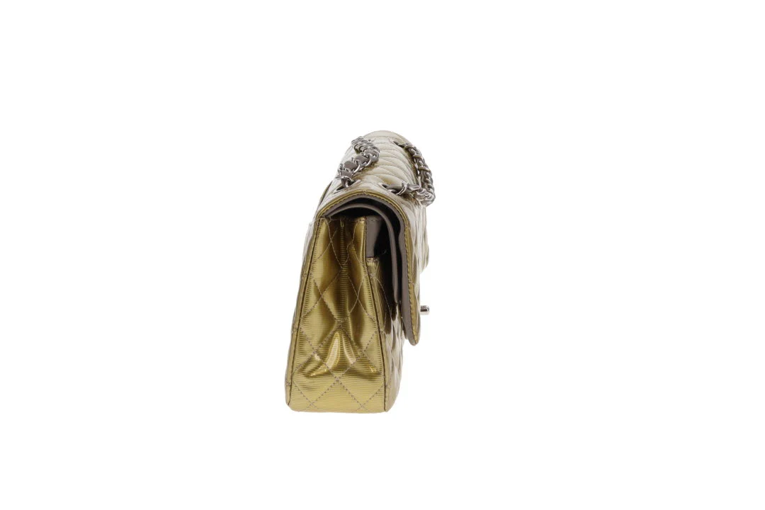 Chanel Classic Double Flap Bag Seasonal Gold Patent Leather SHW 2012 - Image 6
