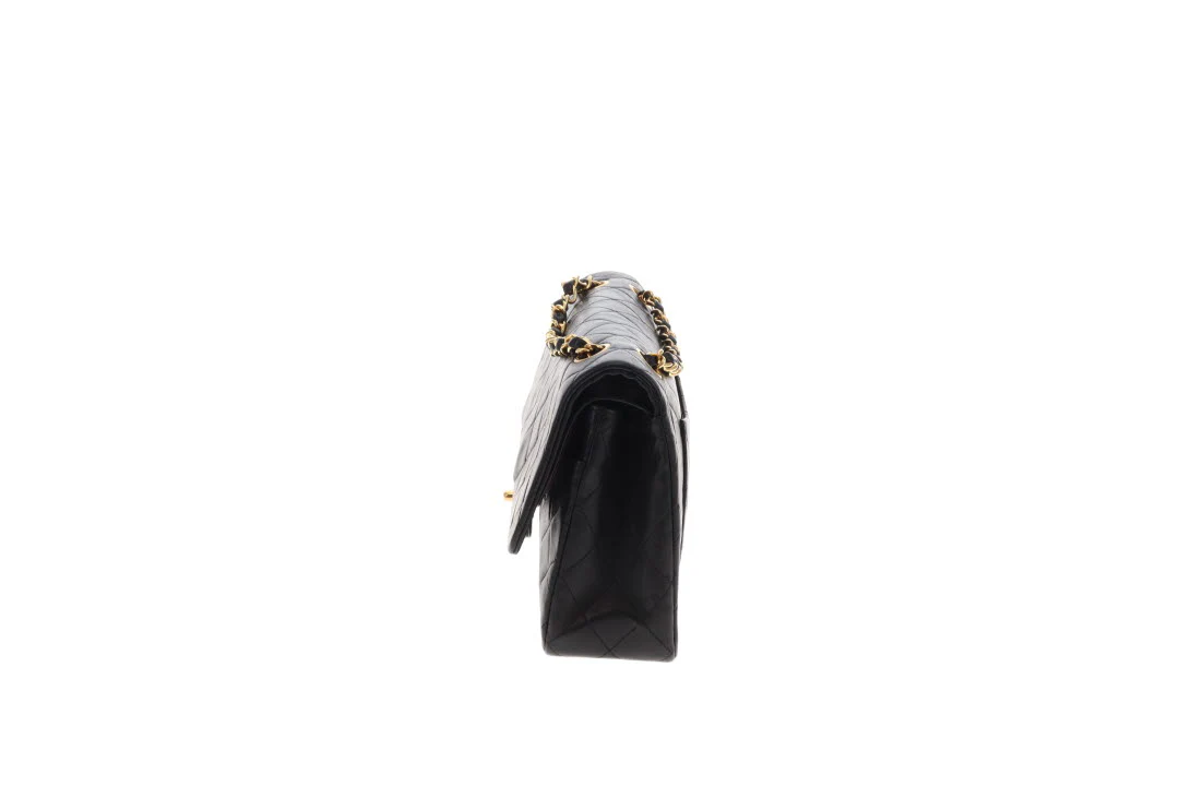 Chanel Classic Double Flap Medium Black Gold HW 91-94 - Image 9