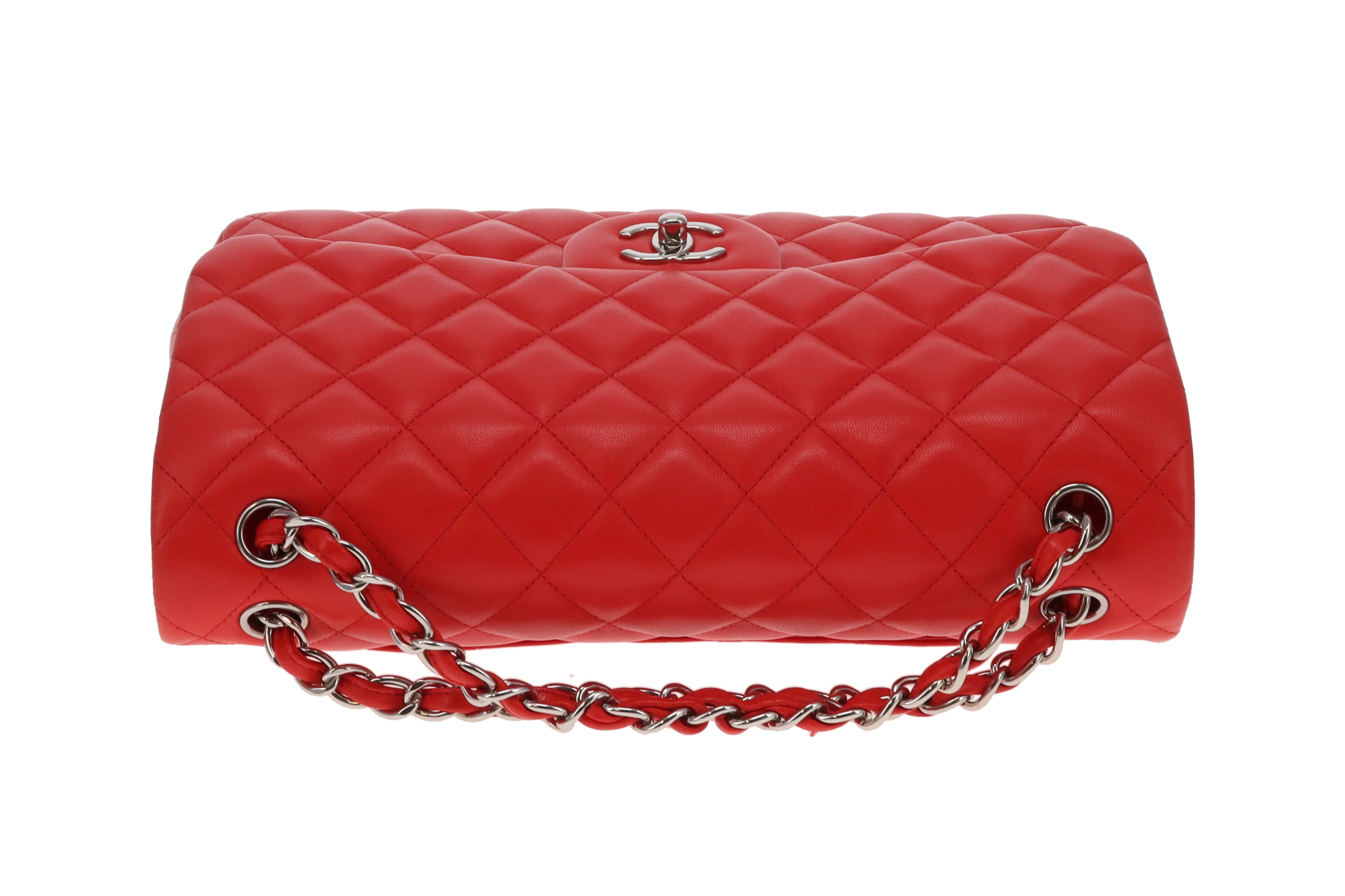 Chanel Classic Jumbo Double Flap Red Lambskin With Silver Hardware 2016/17 - Image 11
