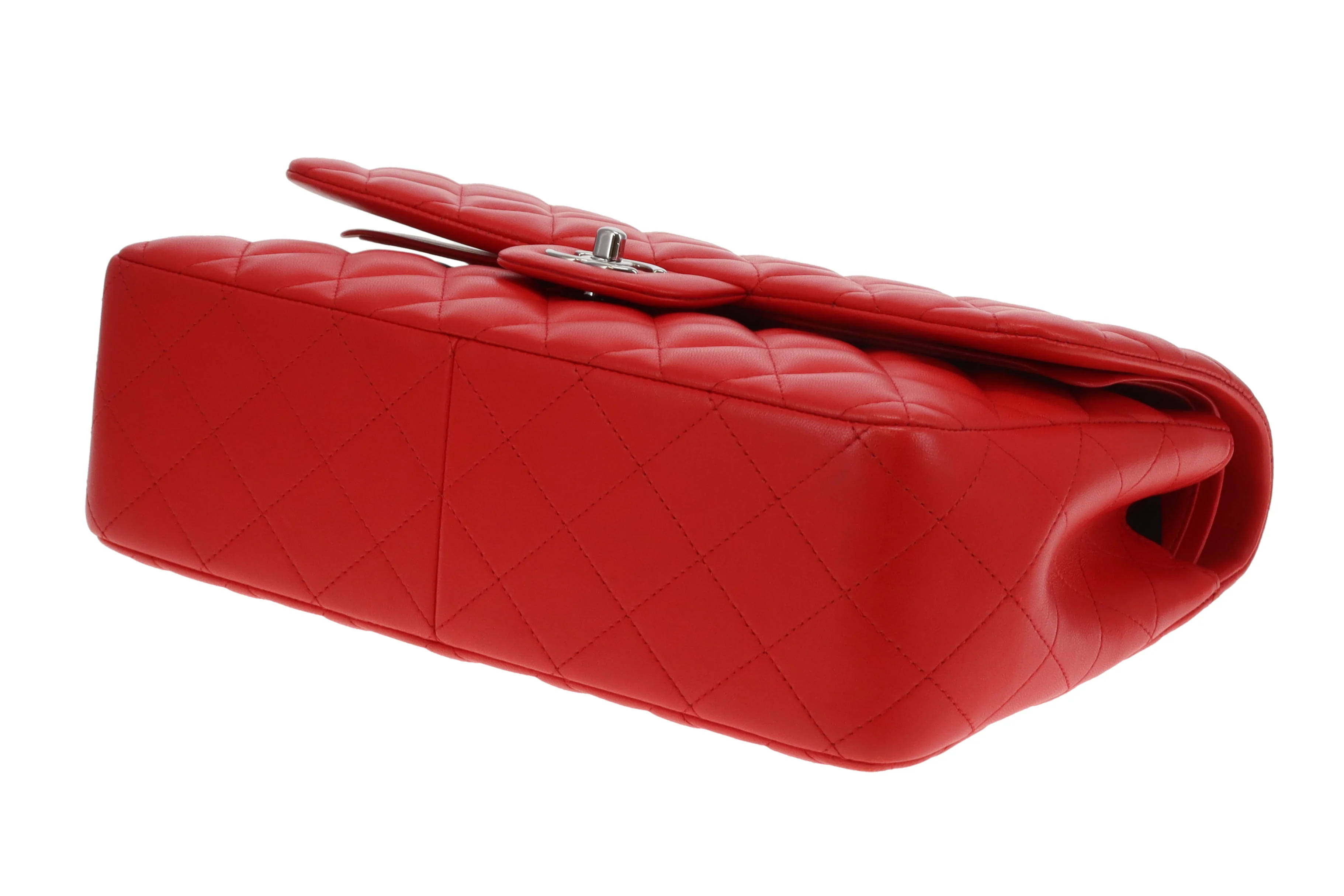Chanel Classic Jumbo Double Flap Red Lambskin With Silver Hardware 2016/17 - Image 13