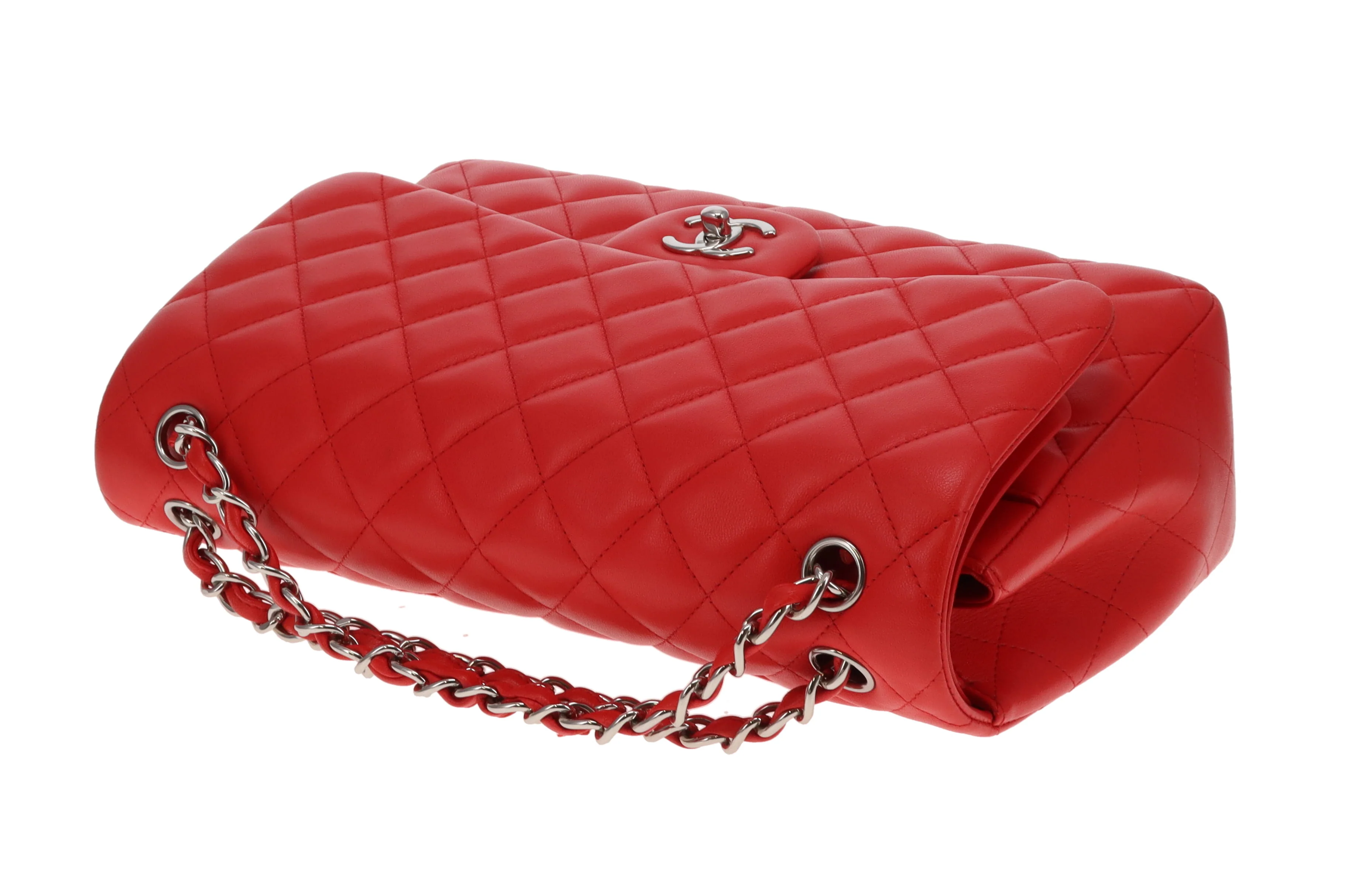 Chanel Classic Jumbo Double Flap Red Lambskin With Silver Hardware 2016/17 - Image 15