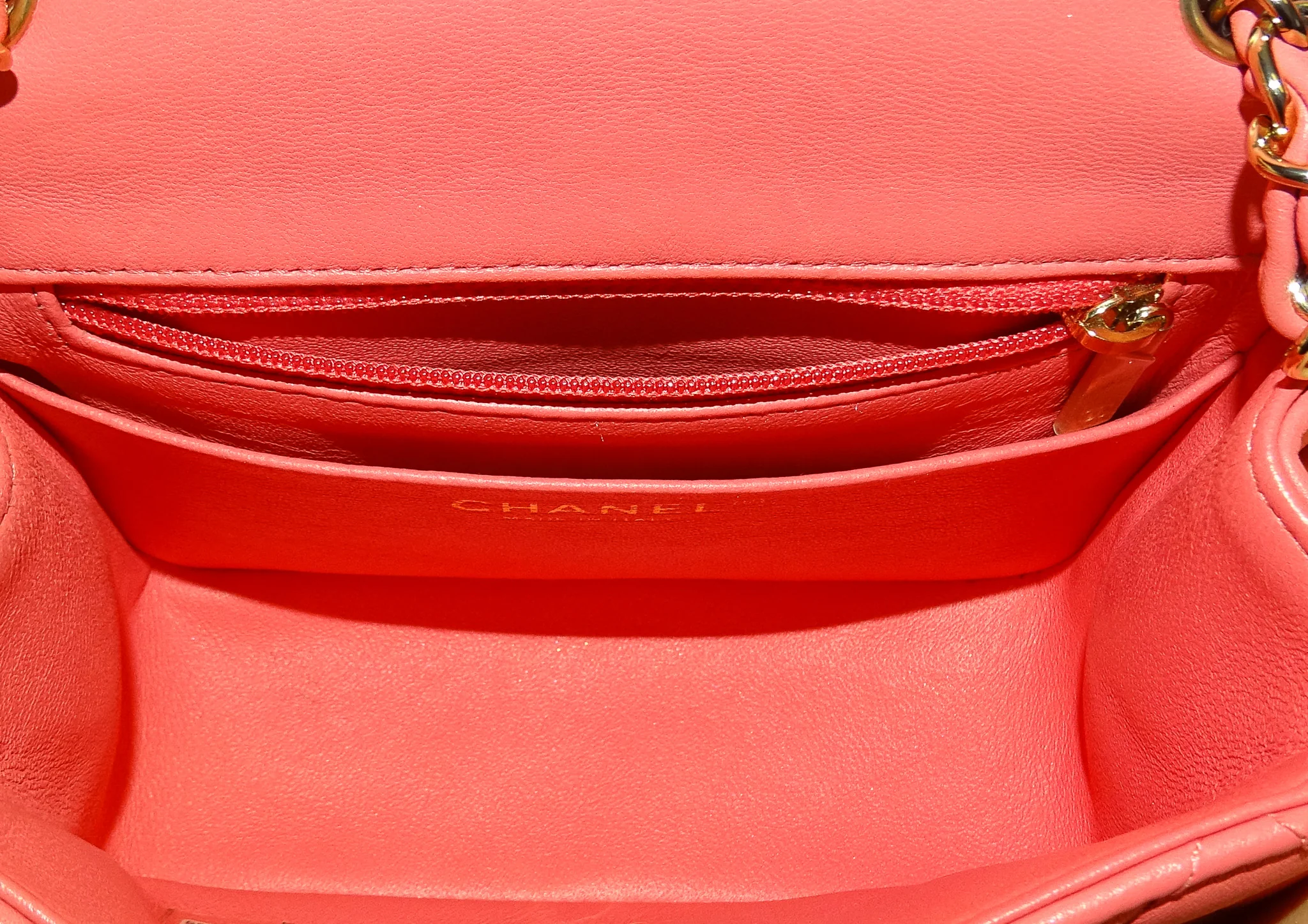Chanel  Classic Mini Square Flap Pink Lambskin GHW 2020 - Image 13