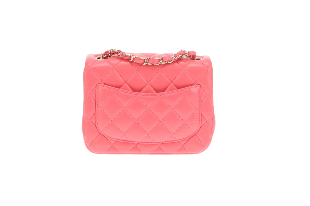 Chanel  Classic Mini Square Flap Pink Lambskin GHW 2020 - Image 8