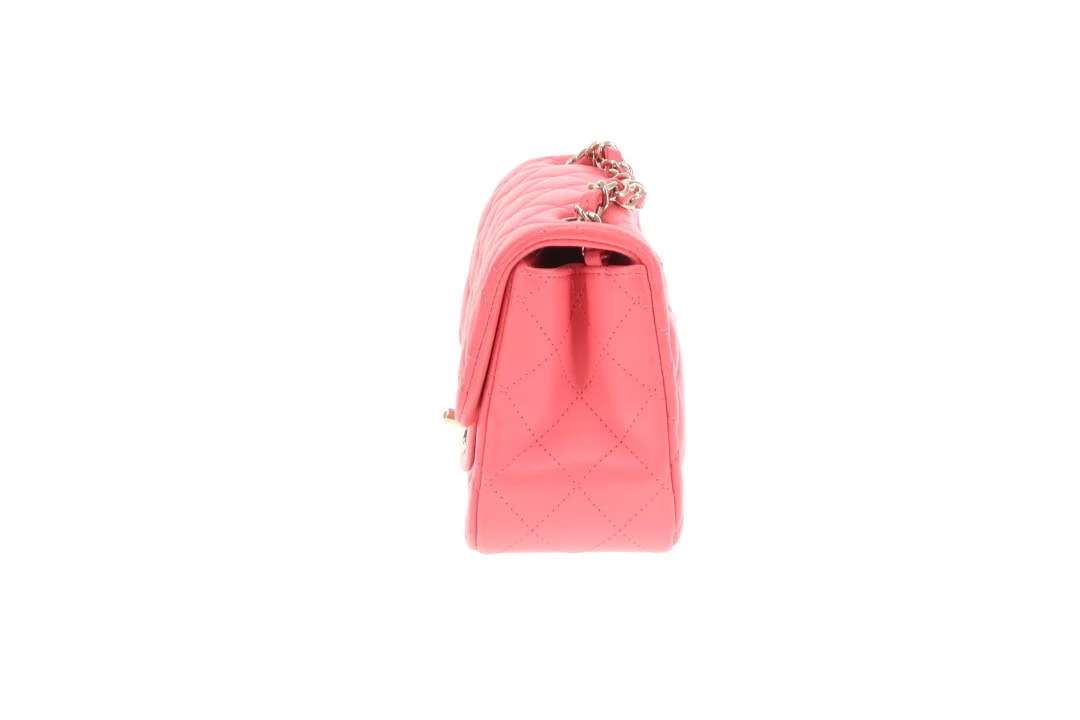 Chanel  Classic Mini Square Flap Pink Lambskin GHW 2020 - Image 9